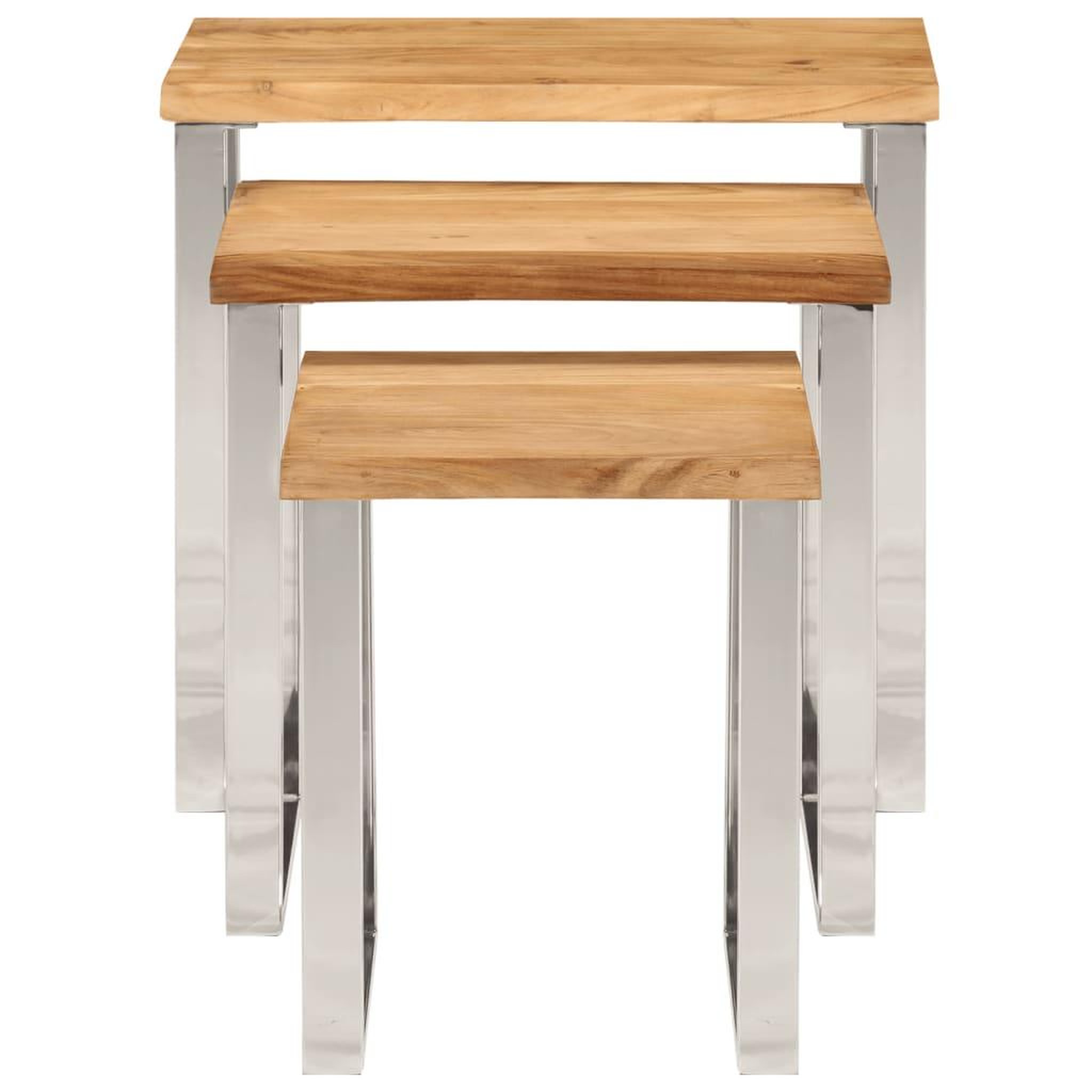Voir la diapositive 3 : VIDAXL Tables gigognes 3 pcs avec bord vivant bois massif d'acacia