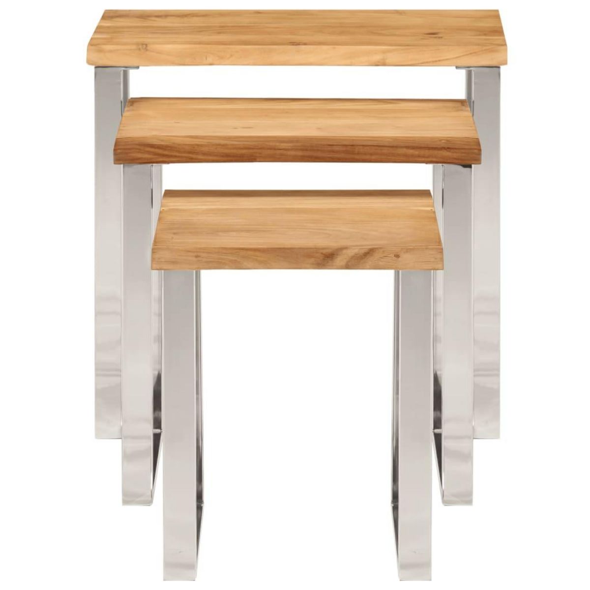 VIDAXL Tables gigognes 3 pcs avec bord vivant bois massif d'acacia