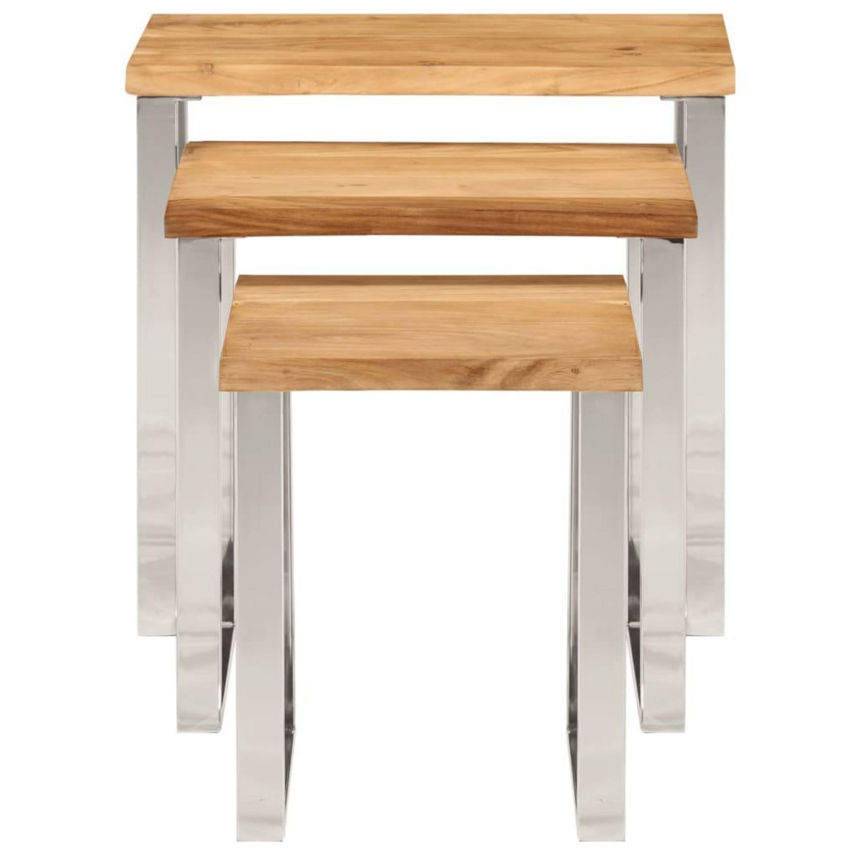 VIDAXL Tables gigognes 3 pcs avec bord vivant bois massif d'acacia