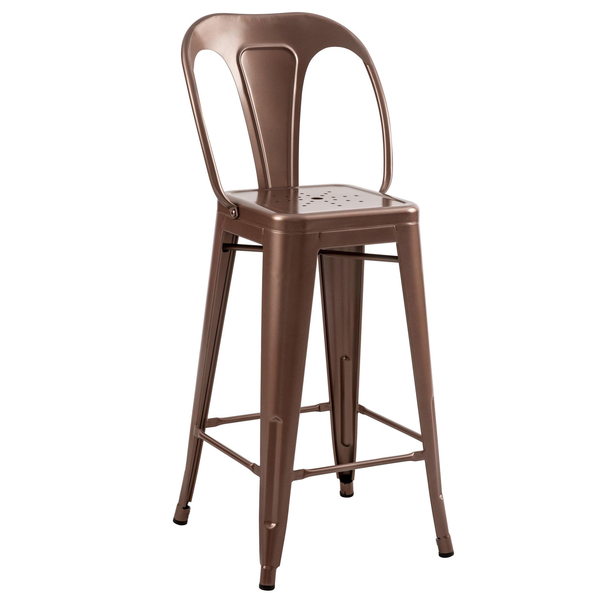 Voir la diapositive 2 : MAISON PAVANE Lot de 2 chaises pour îlot central 67 cm en métal cuivre-indus