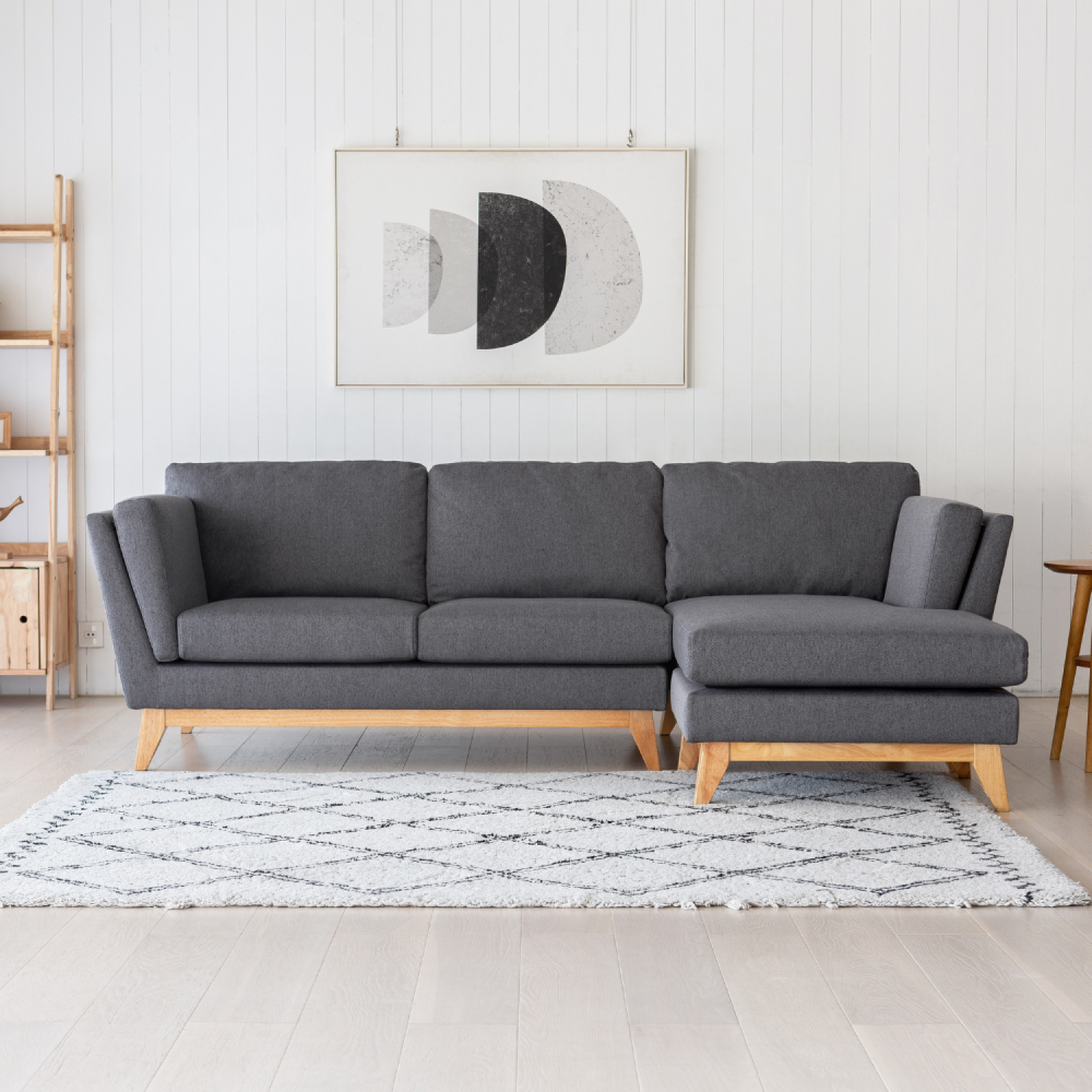 Voir la diapositive 2 : CONCEPT USINE Canapé d'angle réversible 4 places en tissu gris foncé norden