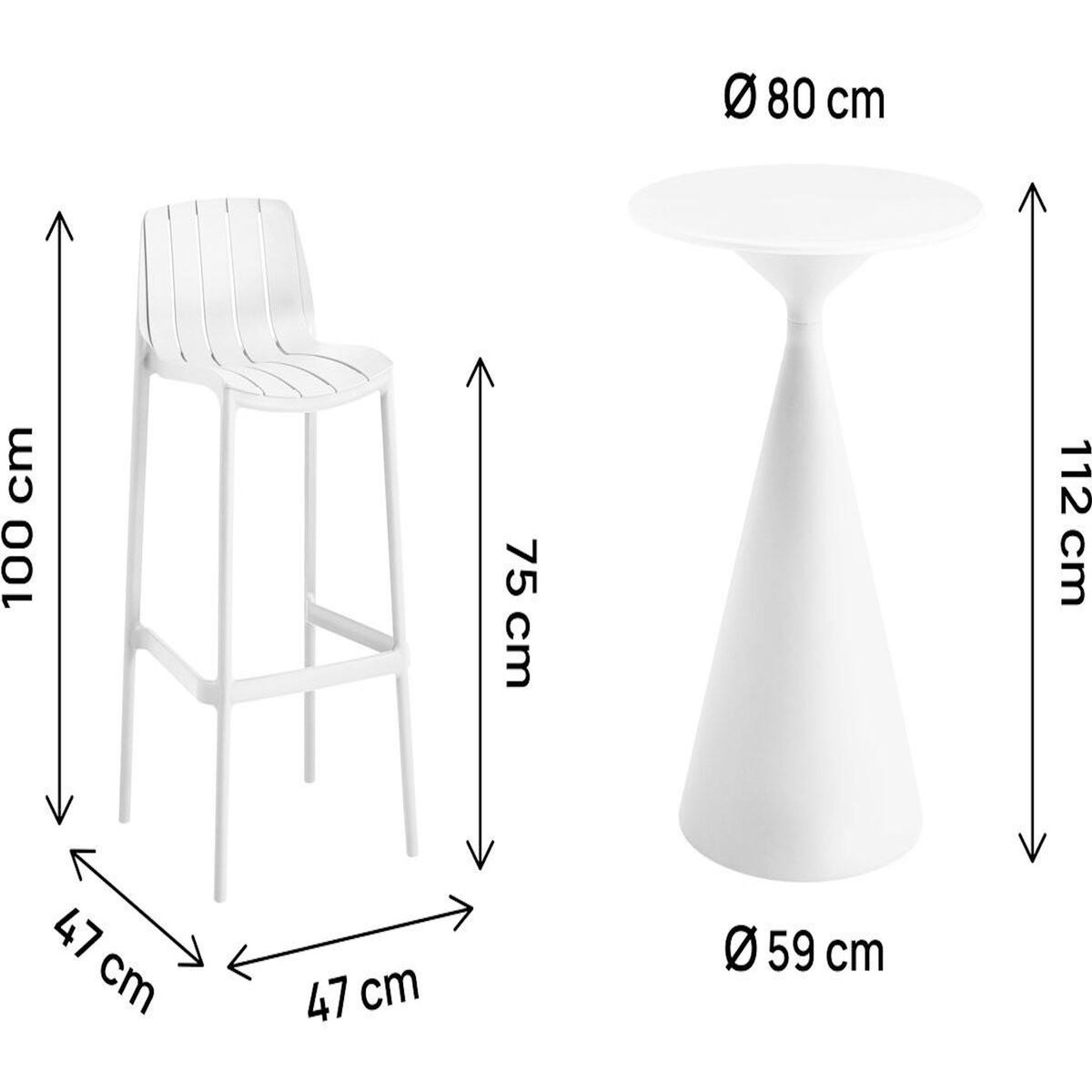 Habitat et Jardin Table et chaises hautes de bistrot empilables  Vaena  - 2 places - Blanc