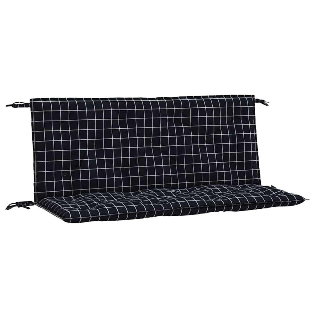VIDAXL Coussins de banc de jardin lot de 2 carreaux noir 120x50x7 cm