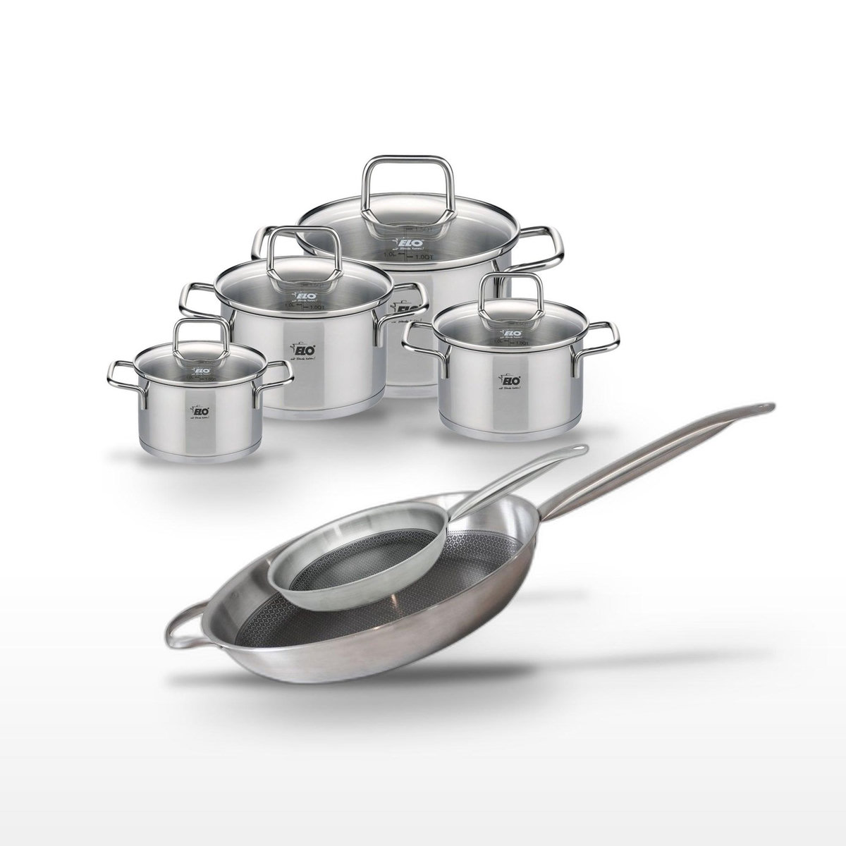 ELO Lot de 4 Faitouts Elo Relief Solution et 2 Poêles 24/32cm