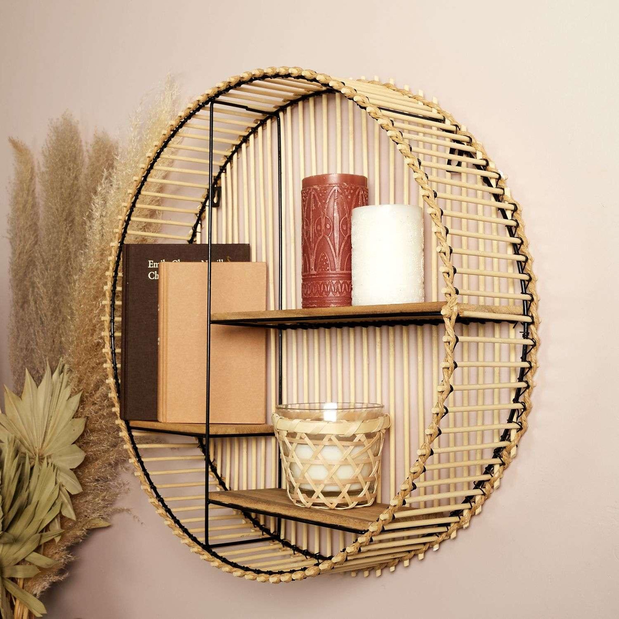 Voir la diapositive 3 : The Home Deco Factory Etagère ronde 3 niveaux en bambou et métal diam. 53 cm - marron et noir
