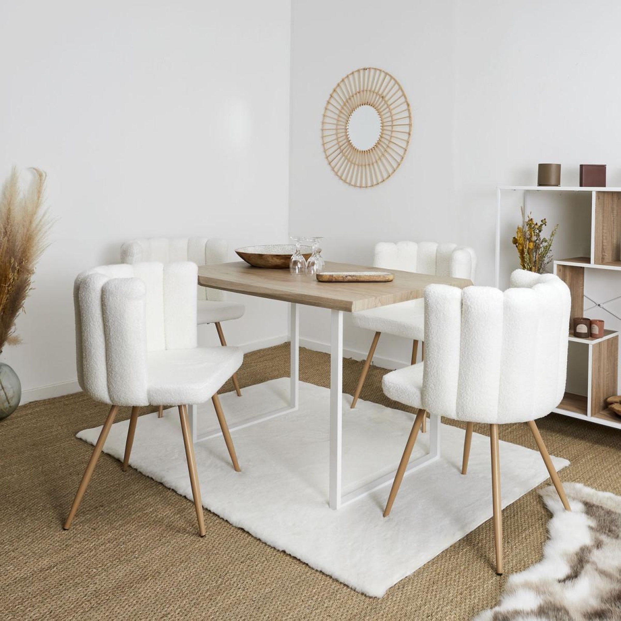 Voir la diapositive 5 : TOILINUX Lot de 2 chaises design effet bouclette ariel - blanc