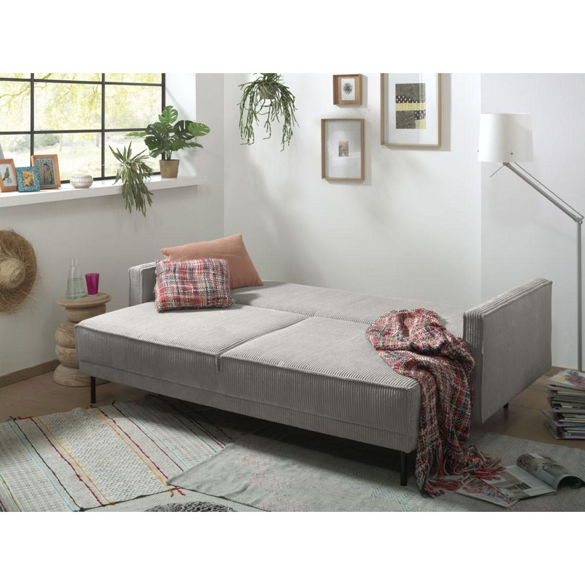 LISA DESIGN Charlie - canapé 3 places convertible avec coffre - en velours côtelé