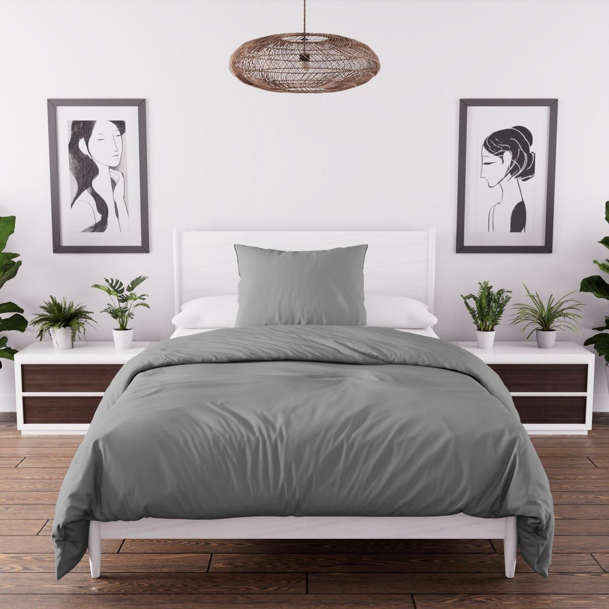 SOLEIL D'OCRE Ensemble couette et parure 5 Pièces BOHEME pour lit en 90x190 cm, par Soleil d'ocre