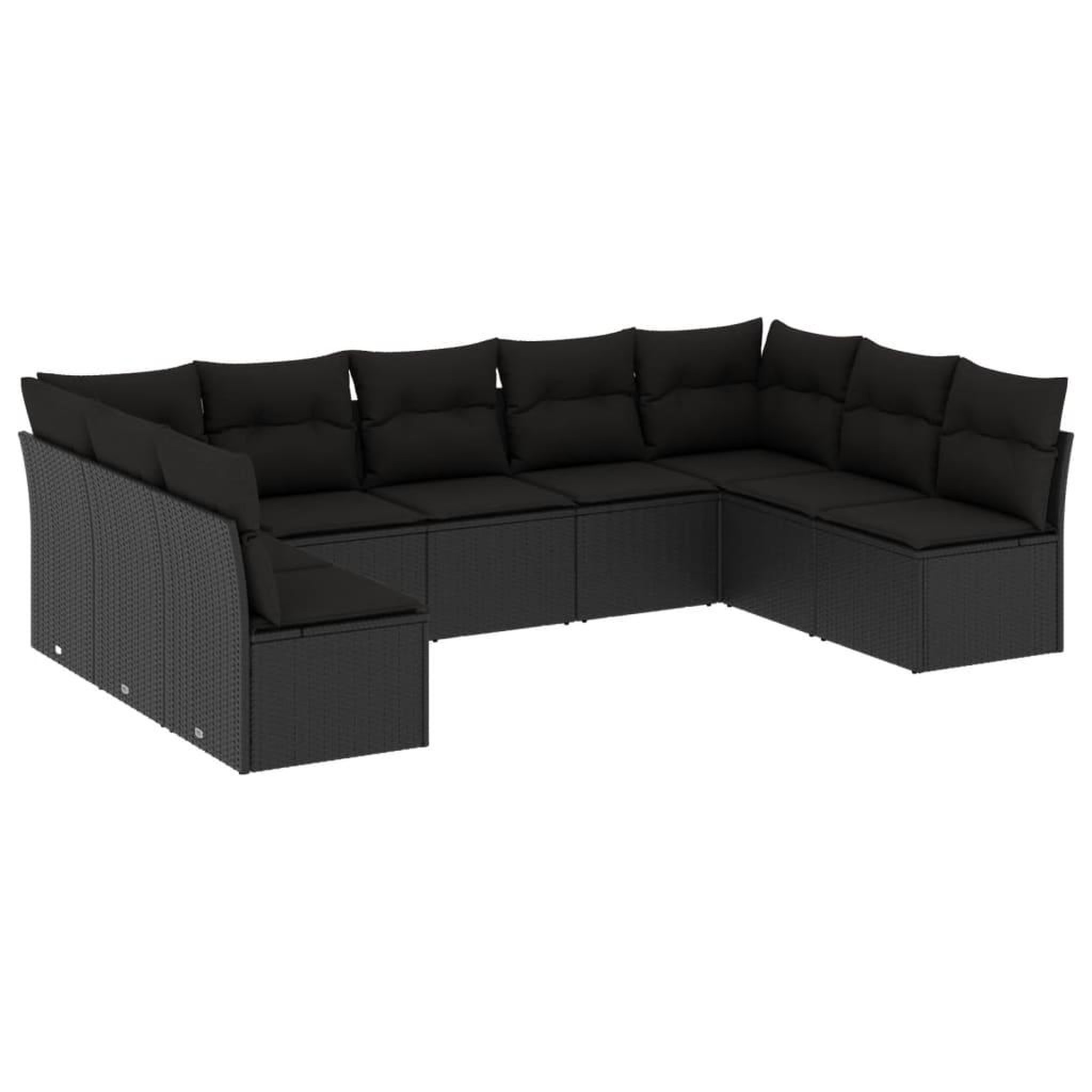 Voir la diapositive 2 : VIDAXL Salon de jardin 9 pcs avec coussins noir resine tressee