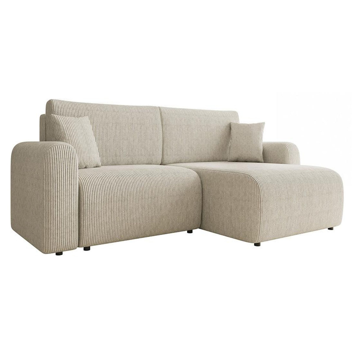 BEST MOBILIER Naomi - canapé d'angle réversible 4 places convertible avec coffre en velours côtelé