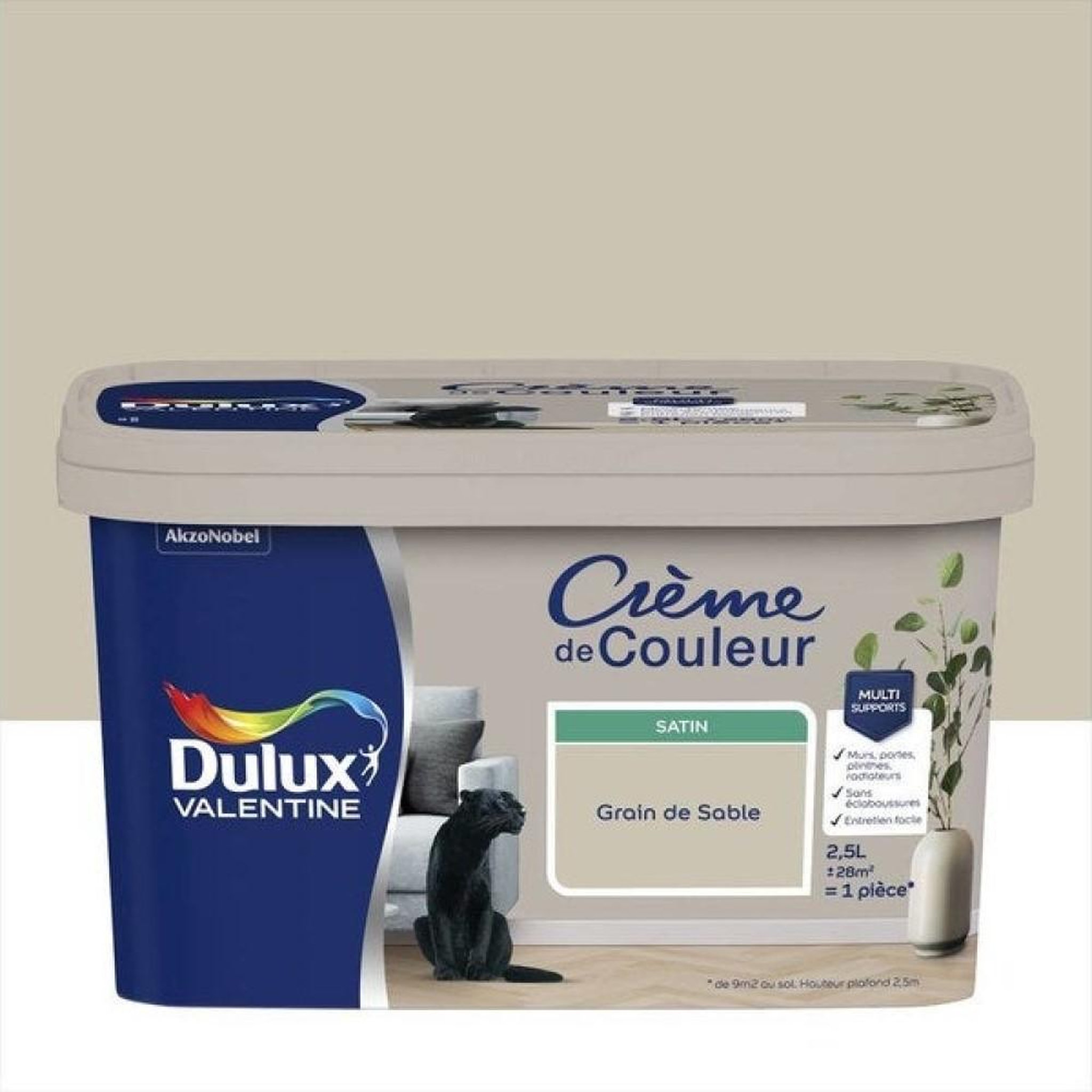 CENTRALE BRICO Peinture pour mur, Crème de couleur grain de sable satiné 2.5 l