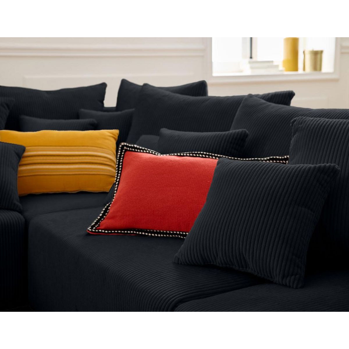 LISA DESIGN Edinburg - canapé modulable panoramique 8 places - en velours côtelé