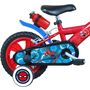 Voir la diapositive 2 : Marvel Vélo 12''  Garçon Licence  Spiderman  pour enfant de 85/100 cm avec stabilisateurs à molettes - 2 freins - Plaque décorative avant - Porte bidon et roues à bâtons