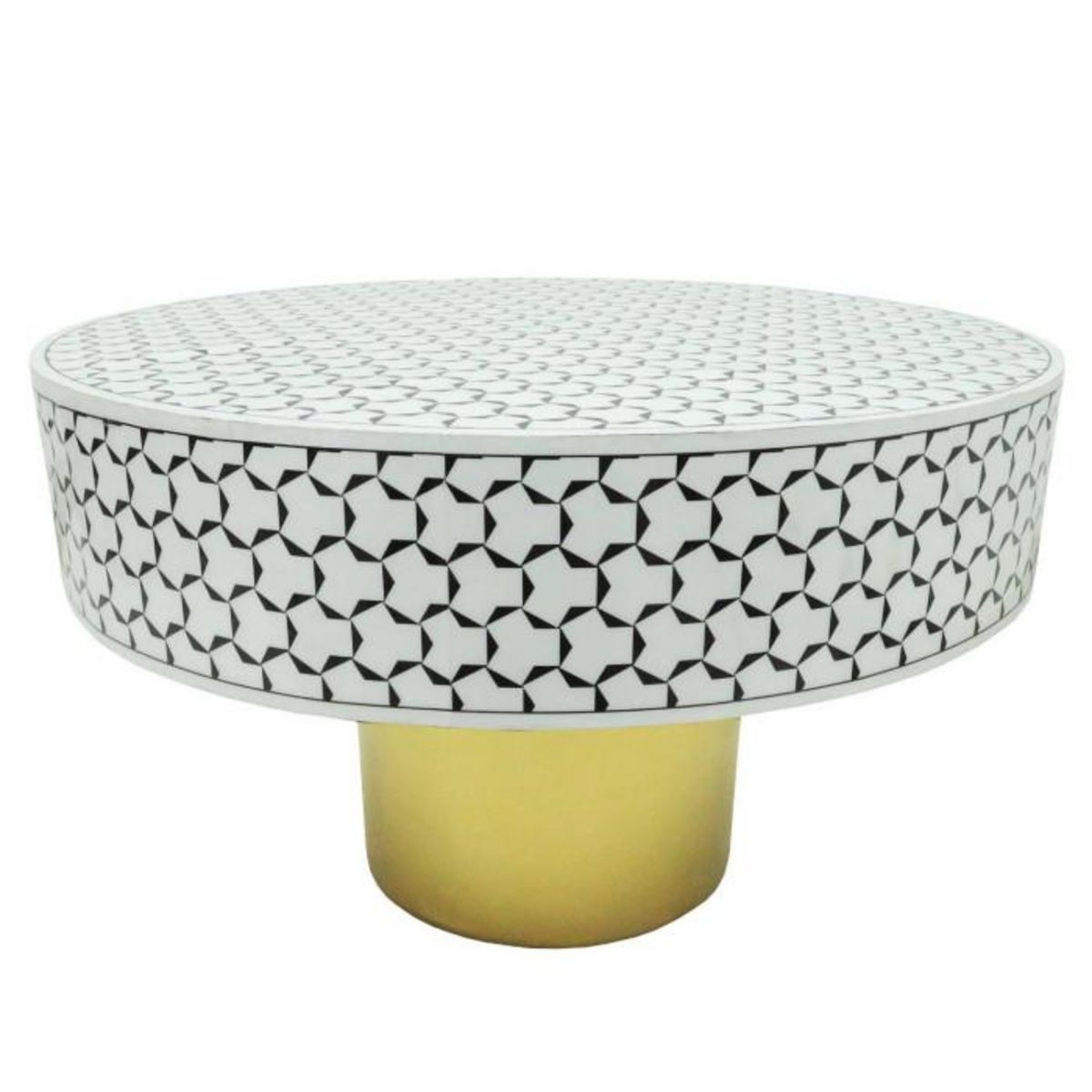 Paris Prix Table Basse Ronde  Géométrique  71cm Noir & Blanc