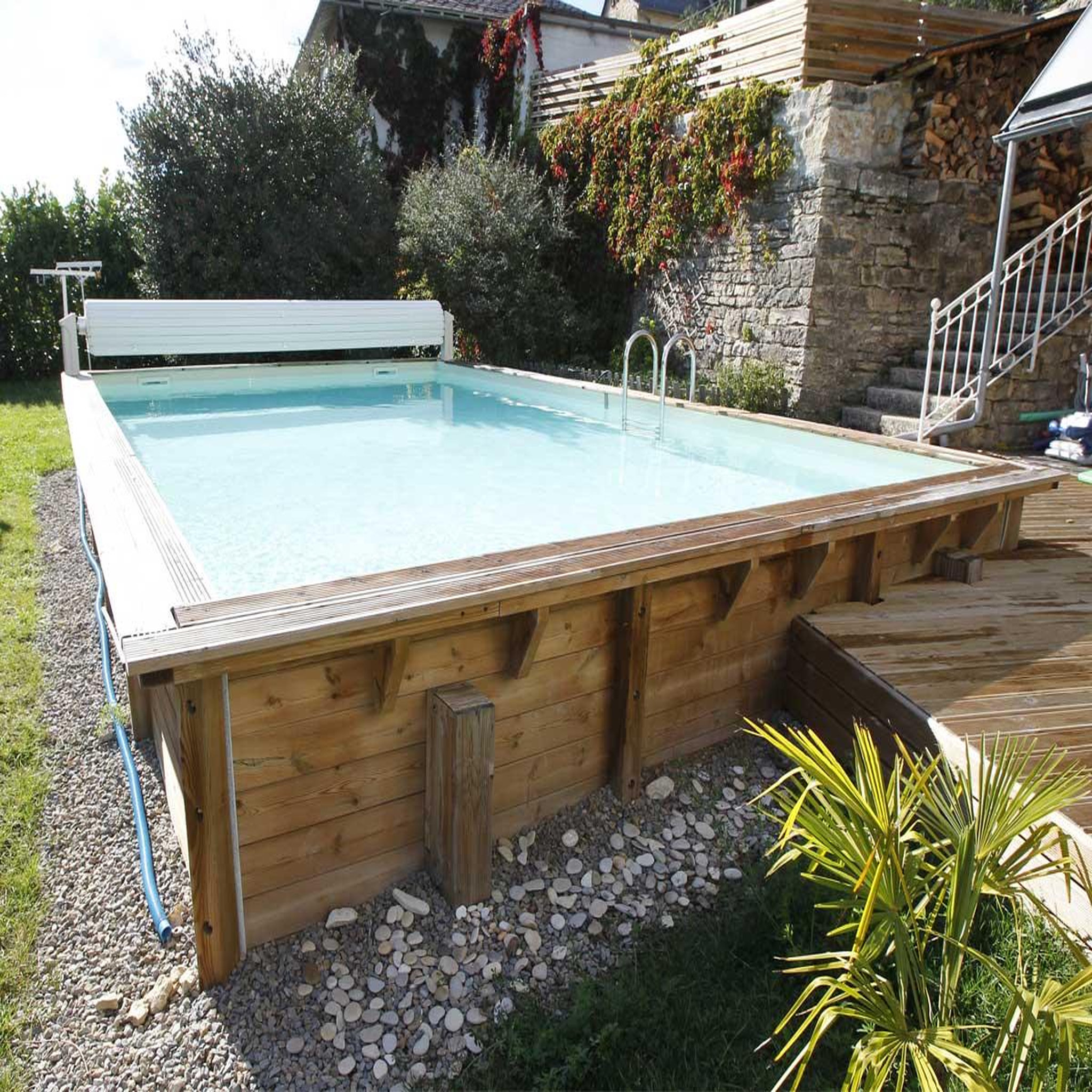 Voir la diapositive 2 : Ubbink Piscine bois Linéa 6,50 x 3,50 x 1,40 m - Liner gris - Ubbink