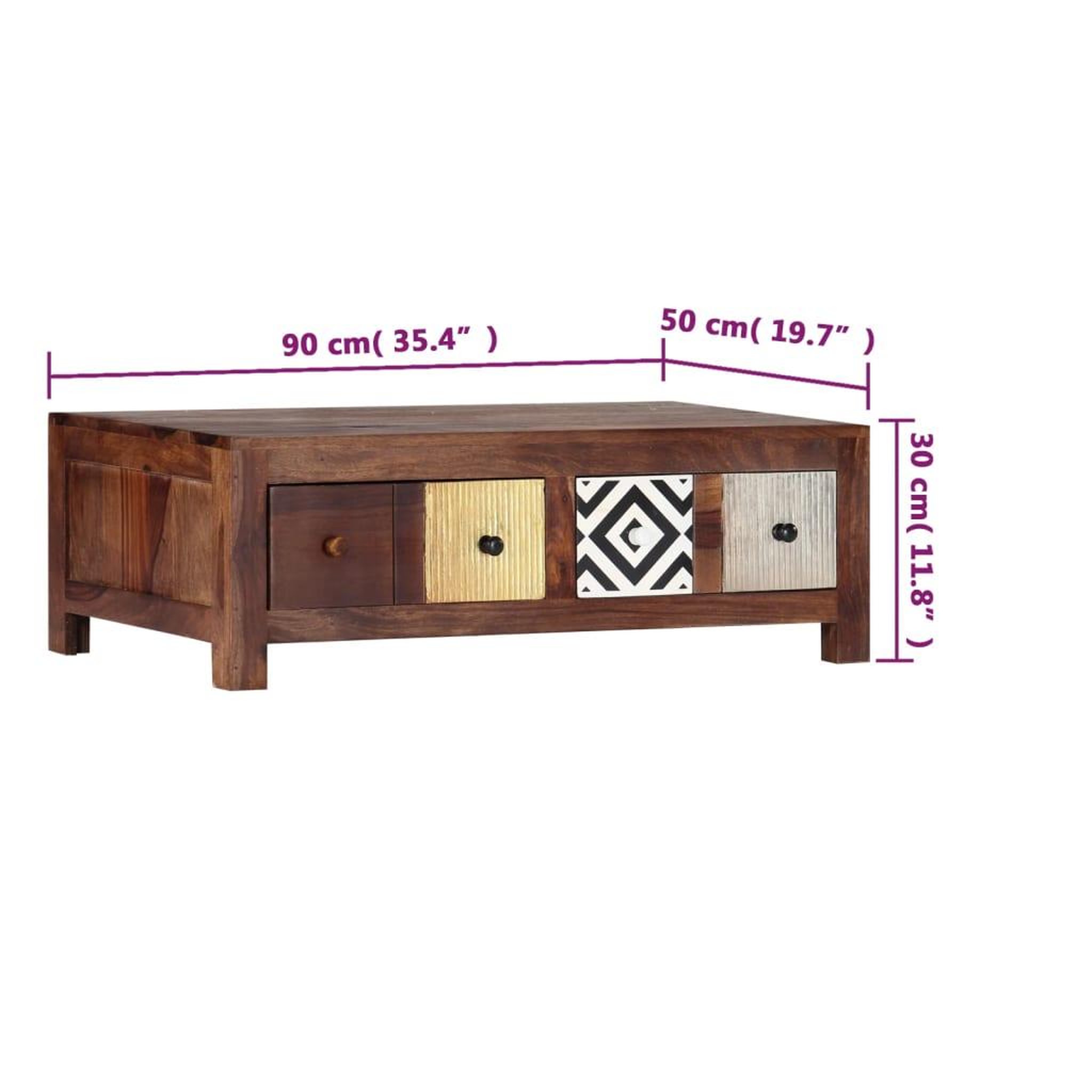 Voir la diapositive 6 : VIDAXL Table basse 90x50x30 cm Bois massif