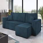 BEST MOBILIER Cezanne - canapé d'angle réversible - 4 places - convertible avec coffre - en velours côtelé. Coloris disponibles : Rose, Vert, Gris, Beige, Bleu