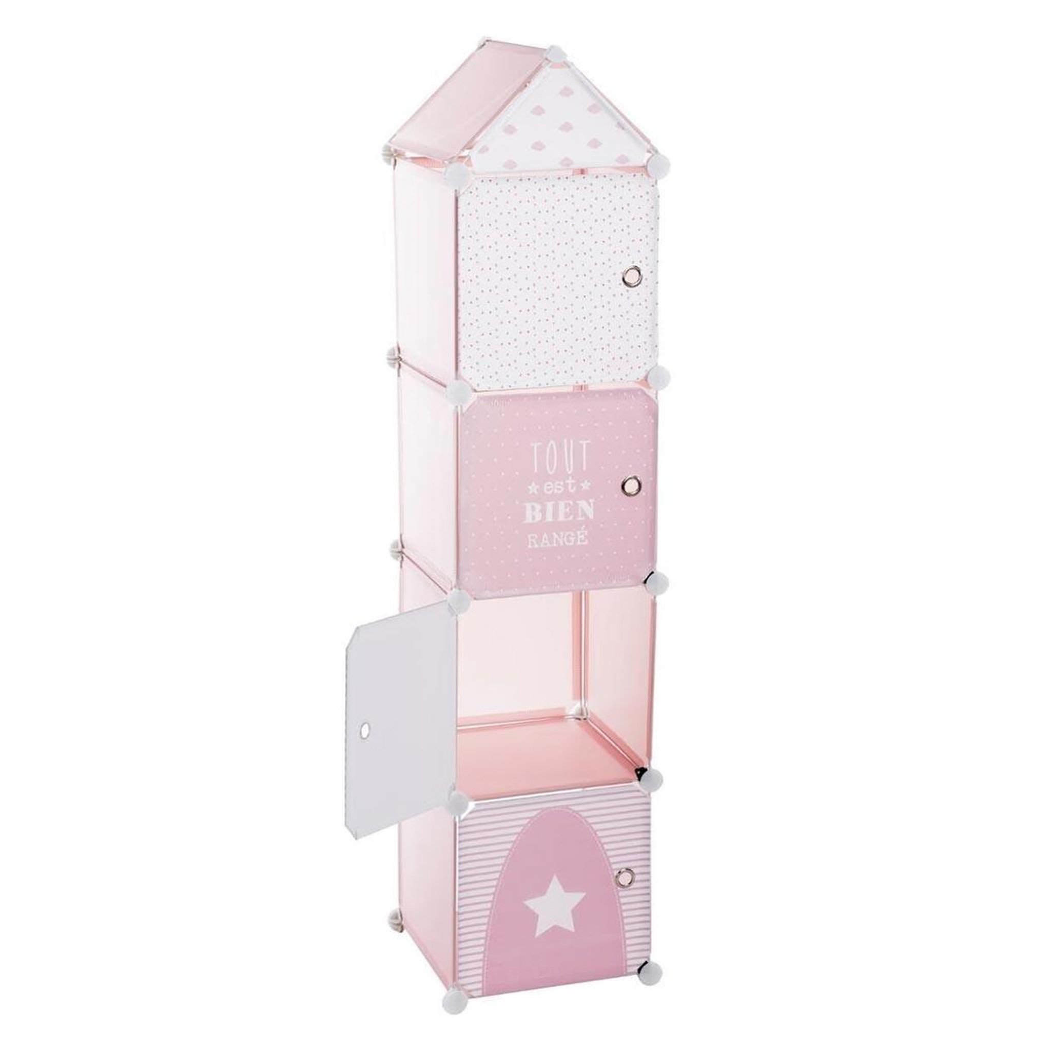 Atmosphera Kids Colonne de rangement  château  140cm rose & blanc