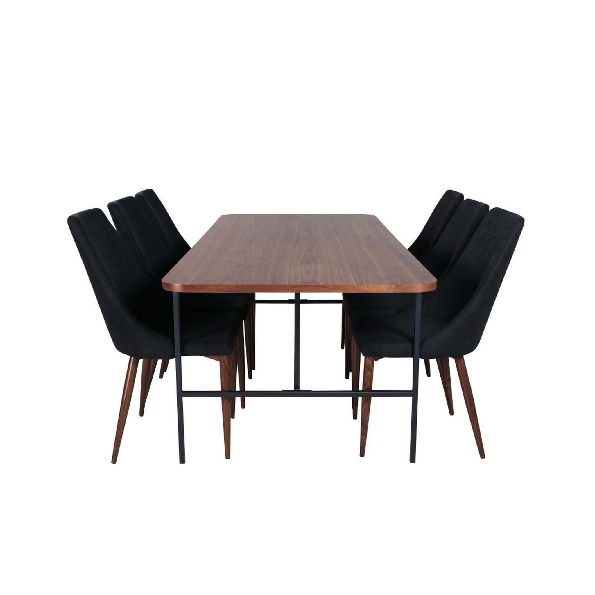 Voir la diapositive 2 : Paris Prix Ensemble table à manger & 6 chaises  uno & leone  200cm noir & marron