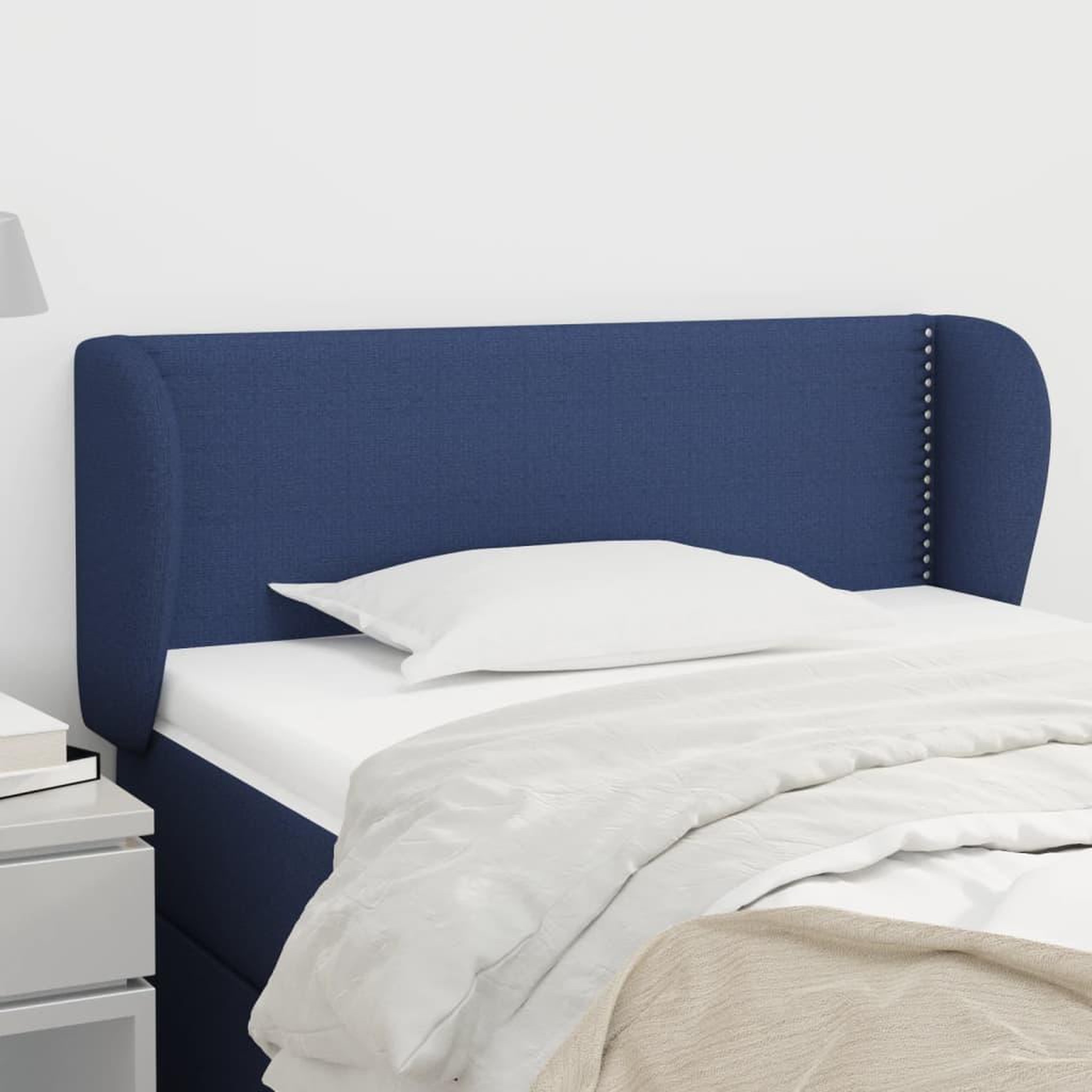 Voir la diapositive 1 : VIDAXL Tete de lit avec oreilles Bleu 103x23x78/88 cm Tissu