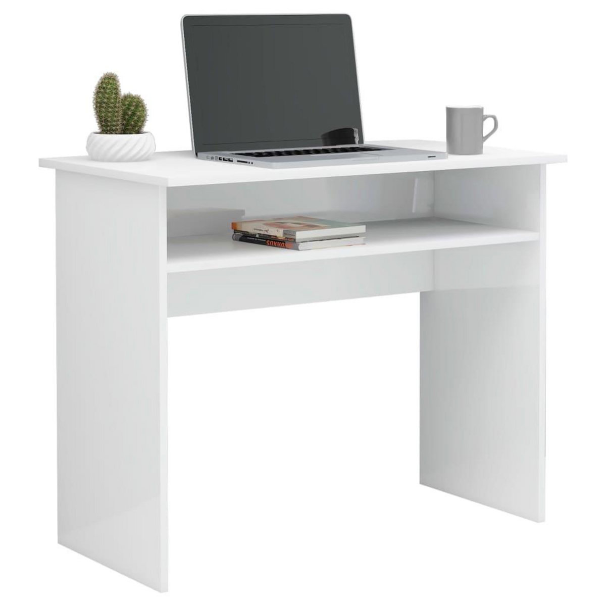 VIDAXL Bureau Blanc brillant 90x50x74 cm Bois d'ingenierie