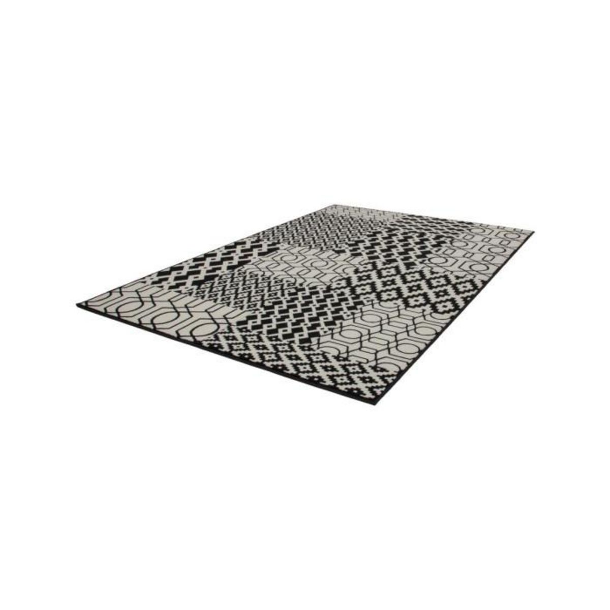 Paris Prix Tapis Tissé Géométrique à Poils Courts  Lina  Noir