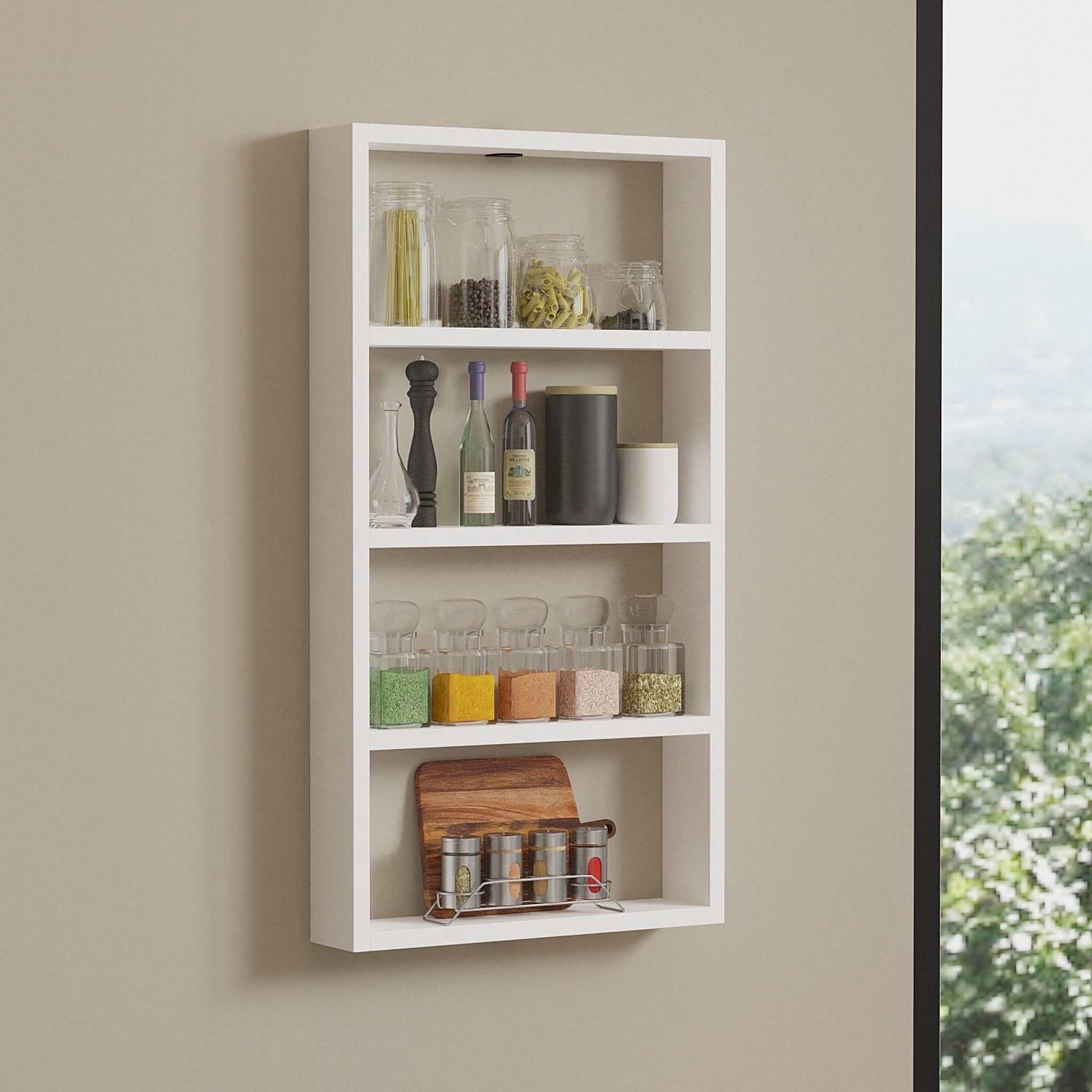 Voir la diapositive 2 : Habitat et Jardin Étagère murale en bois  quatro  - 43 x 9 x 80 cm - blanc