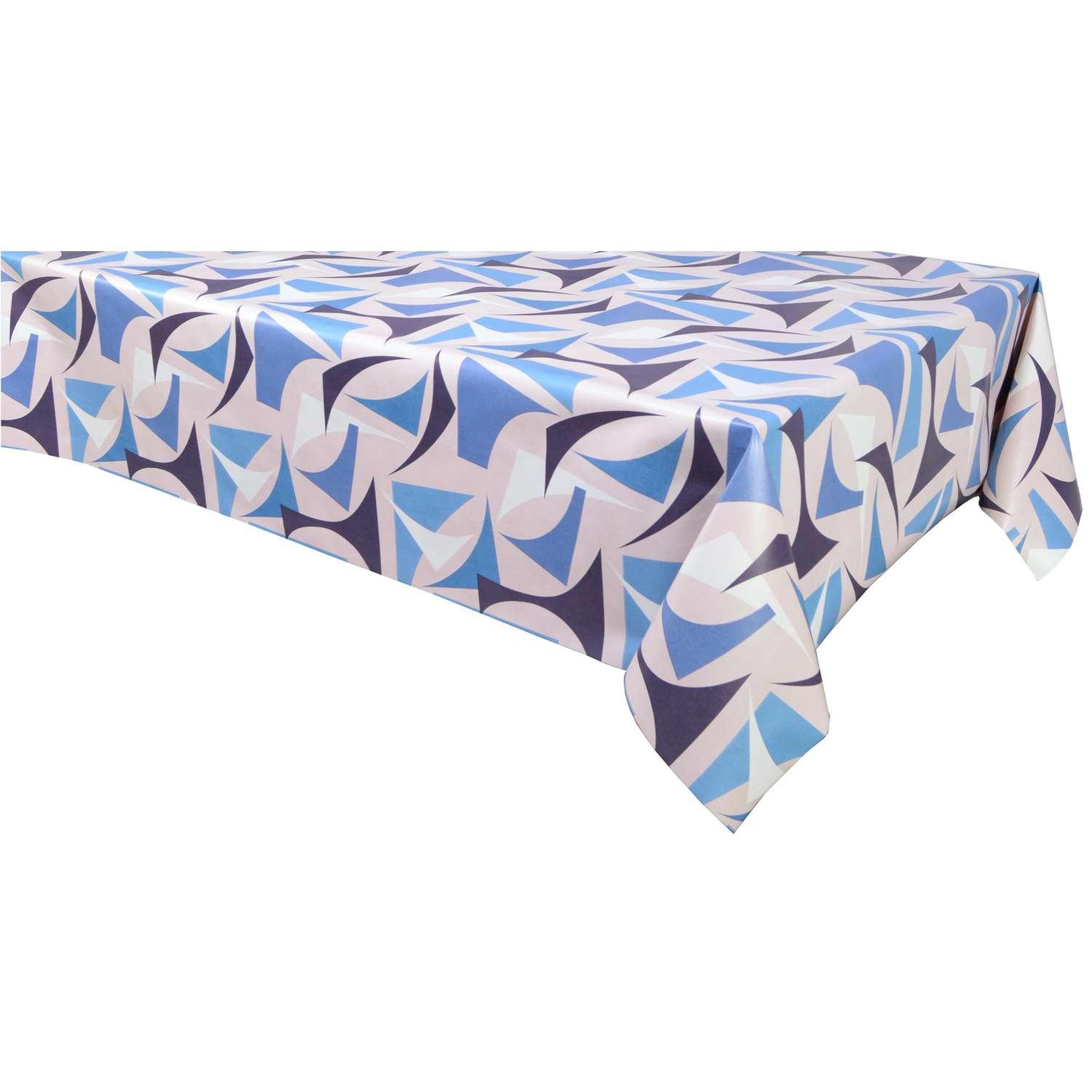 HABITABLE Nappe en toile cirée rectangulaire figu - 140 x 250 cm - bleu