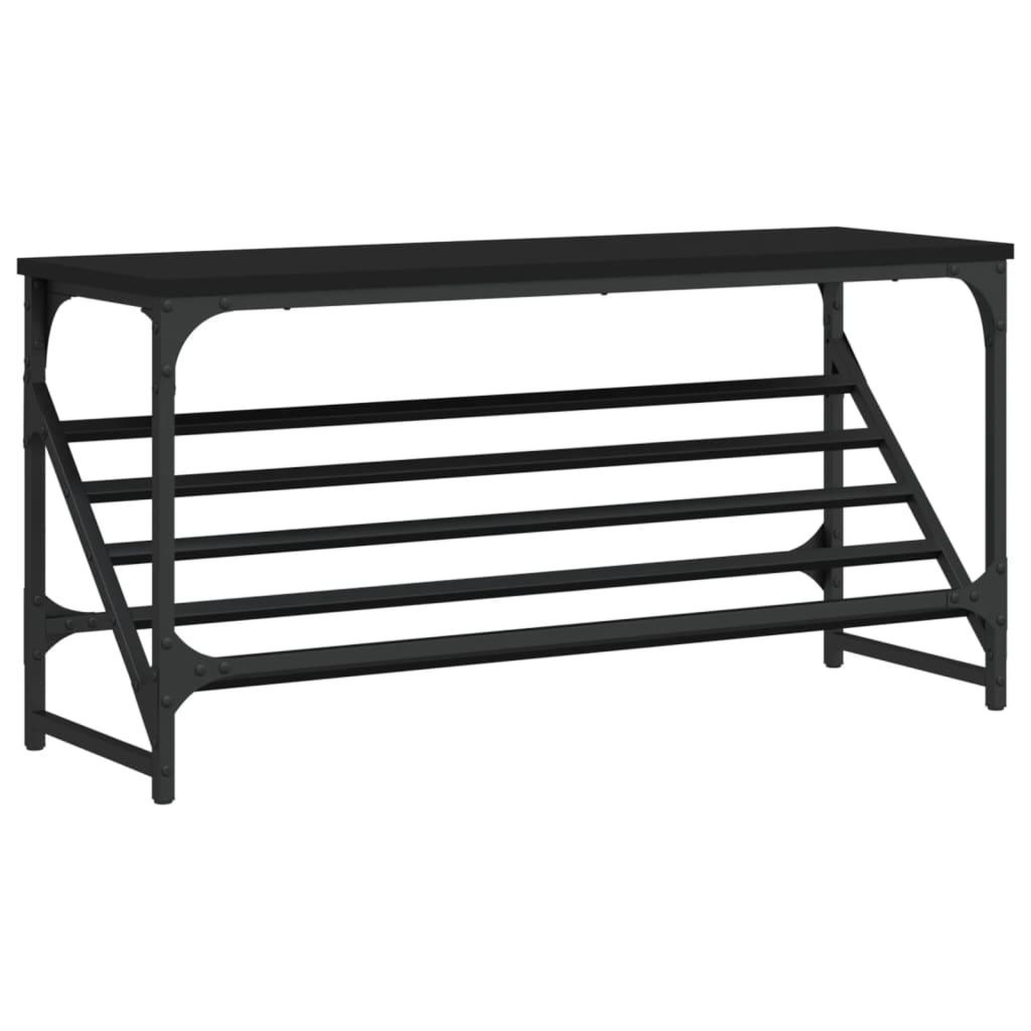 Voir la diapositive 2 : VIDAXL Etagere a chaussures noir 90x30x45 cm bois d'ingenierie