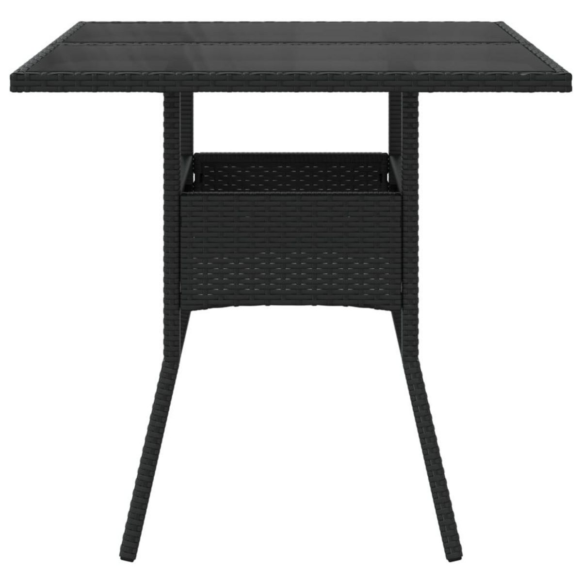 VIDAXL Table de jardin dessus en verre noir 80x80x75 cm resine tressee