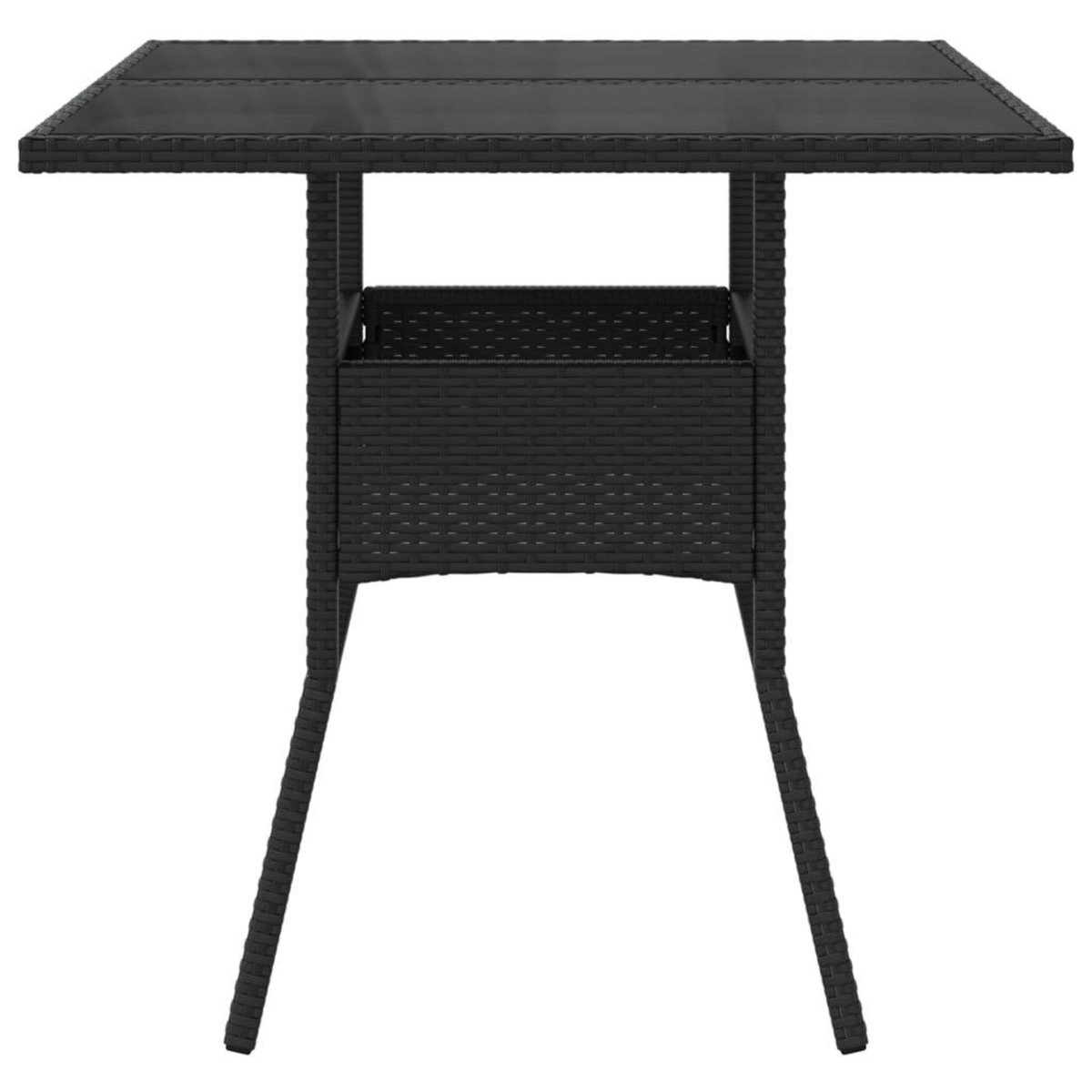 VIDAXL Table de jardin dessus en verre noir 80x80x75 cm resine tressee