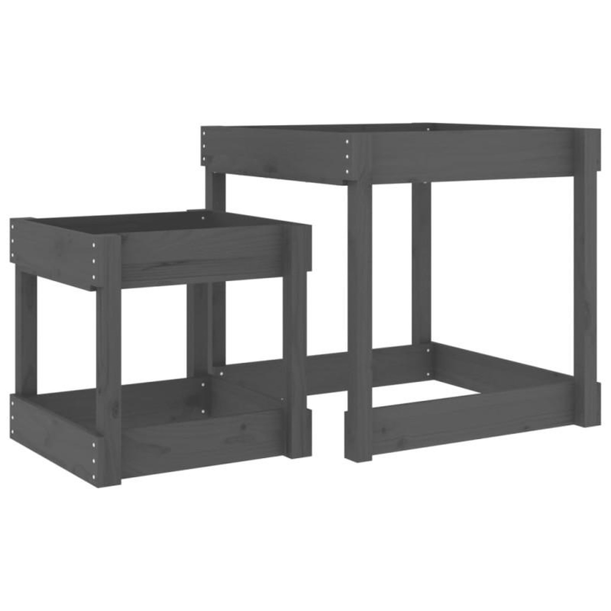 Voir la diapositive 2 : VIDAXL Tables à sable 2 pcs gris bois de pin massif