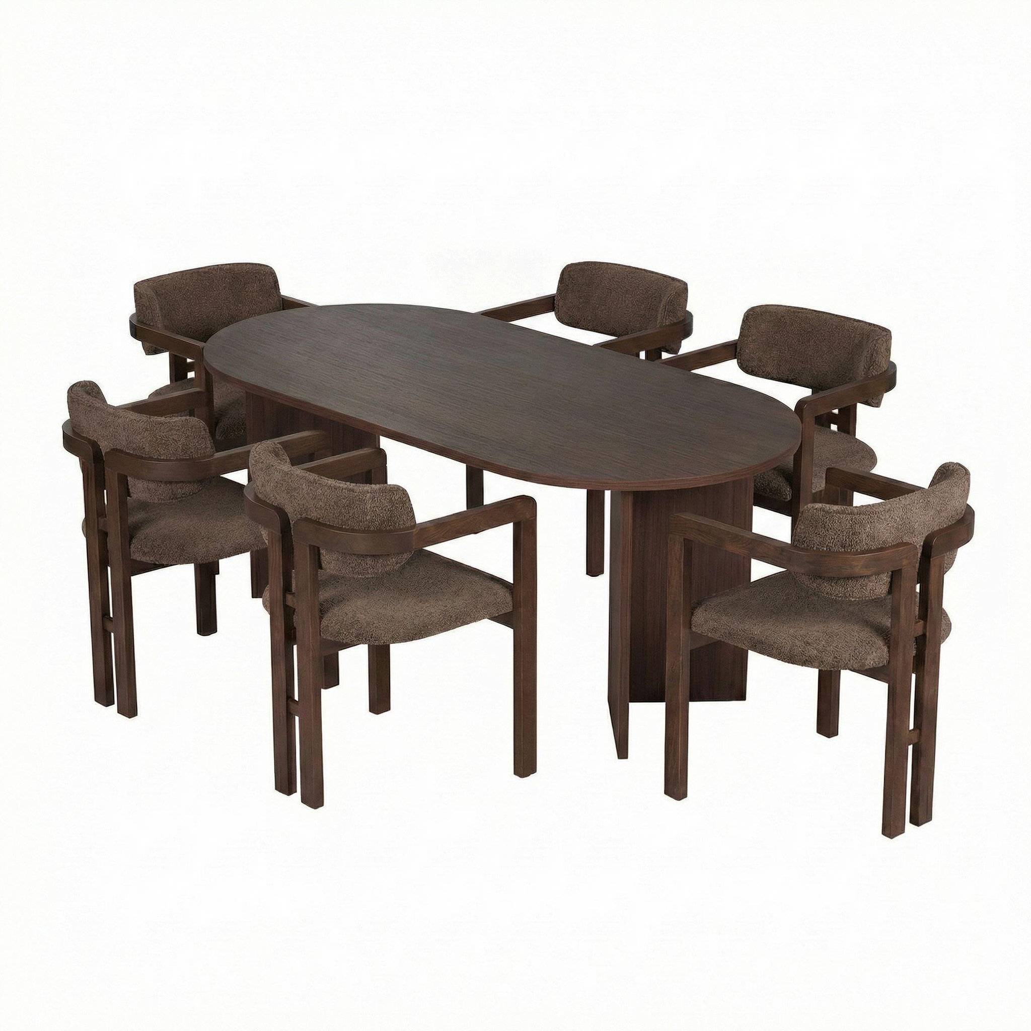 Habitat et Jardin Ensemble Table et Chaises (7 Pièces) en bois  Meridia 6  - 180 x 90 x 75 cm - Marron