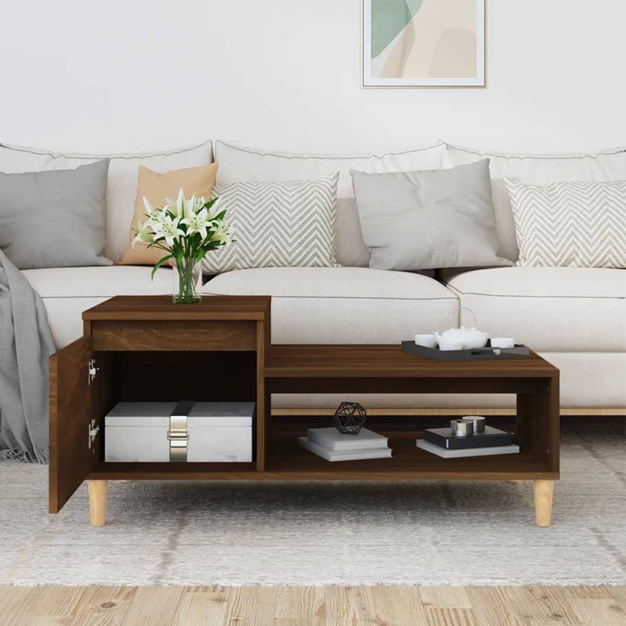 Voir la diapositive 3 : VIDAXL Table basse Chene marron 100x50x45 cm Bois d'ingenierie
