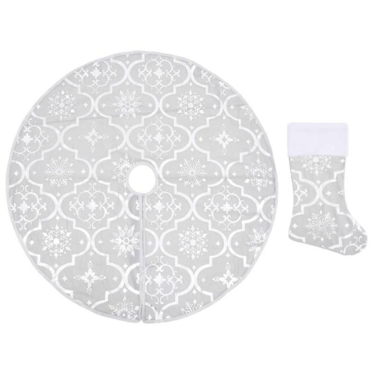 VIDAXL Jupe de sapin de Noël de luxe avec chaussette Blanc 150cm Tissu