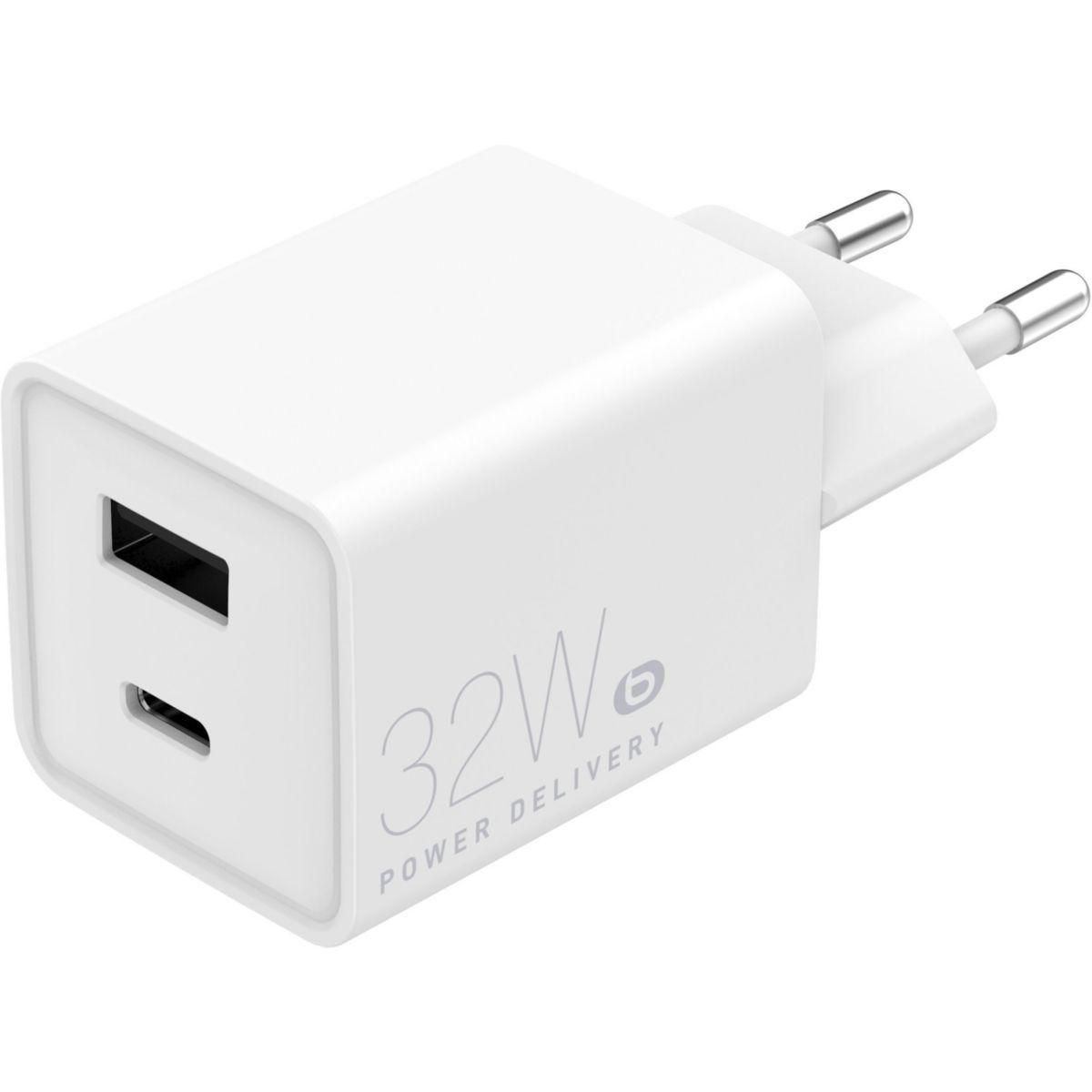 ESSENTIEL B Chargeur 32W PowerDelivery USB-A  / USB-C Blanc