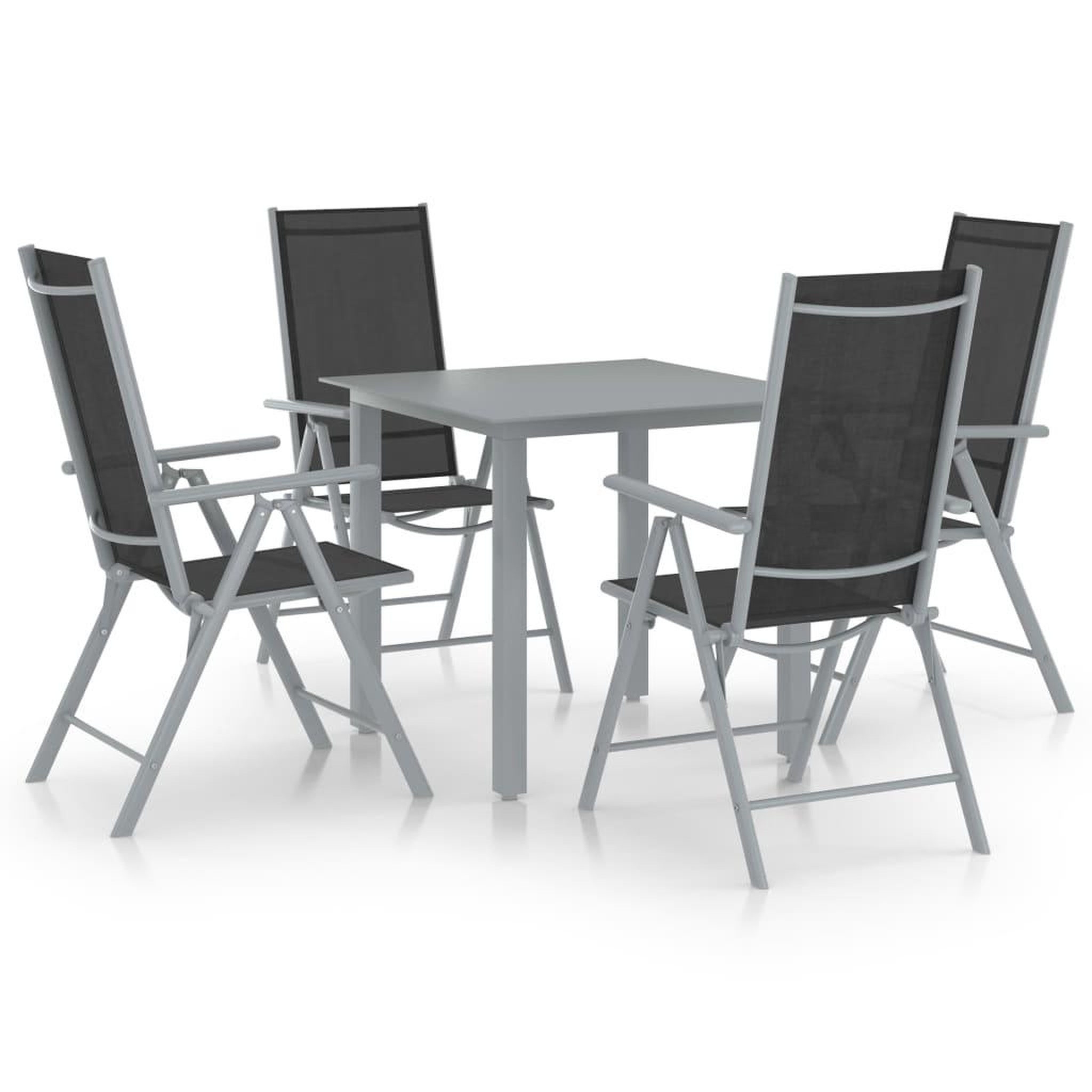 VIDAXL Ensemble a manger de jardin 5 pcs aluminium argente et noir