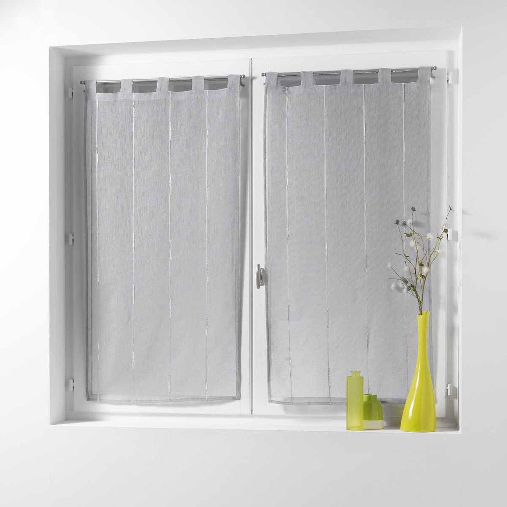 Voir la diapositive 1 : Douceur d'Intérieur Paire de voilages  linahe  90x90cm gris