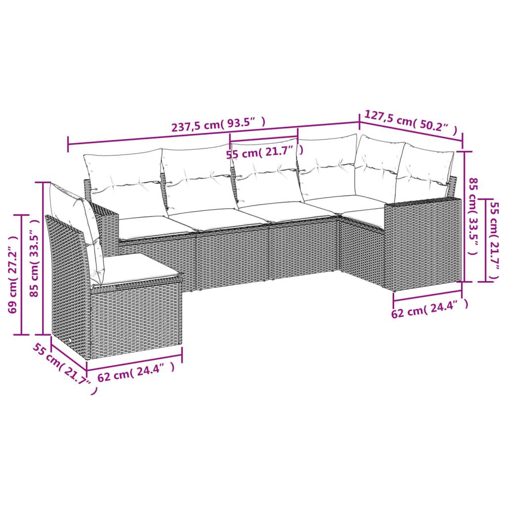 Voir la diapositive 4 : VIDAXL Salon de jardin avec coussins 6 pcs beige resine tressee
