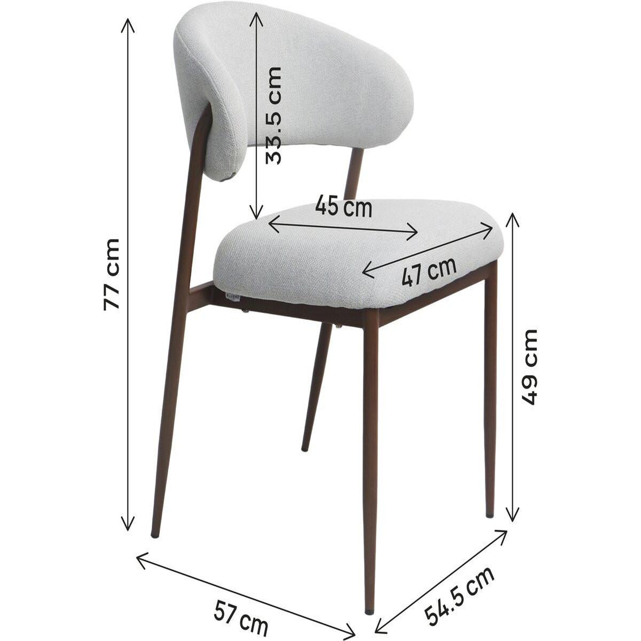 Voir la diapositive 3 : Habitat et Jardin Lot de 2 chaises de salle à manger en tissu et métal  edena  - gris clair