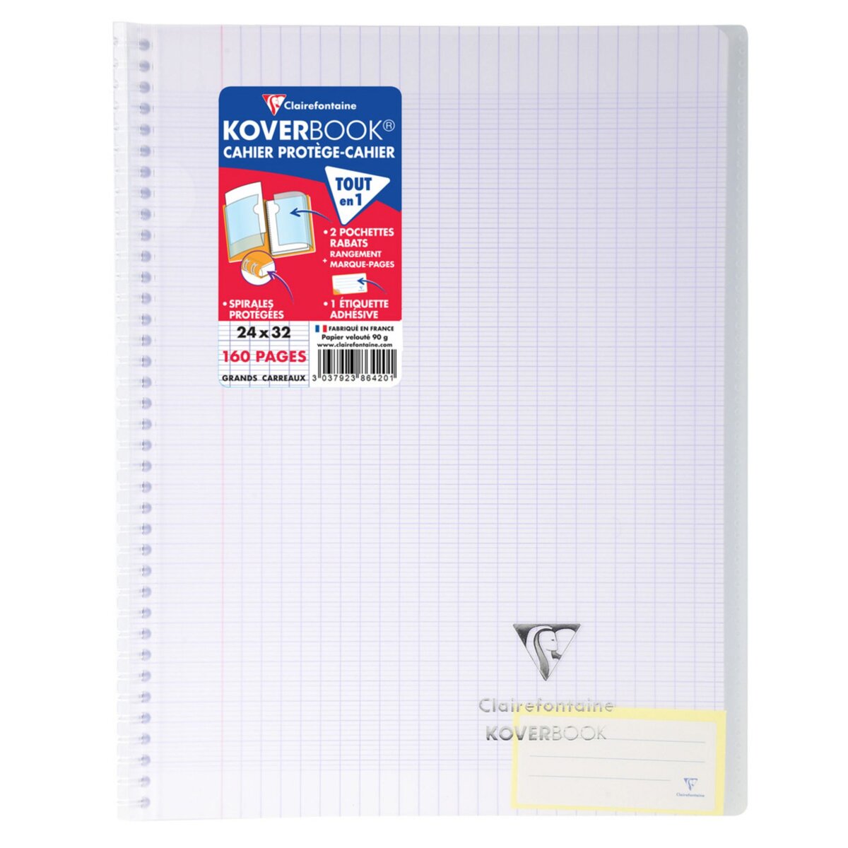 Cahier Spirale 96 pages seyes grands carreaux