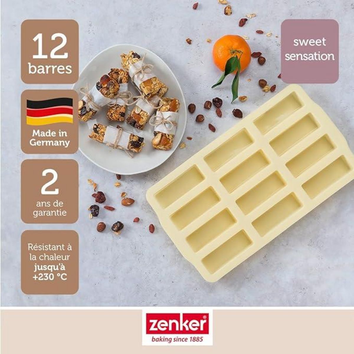 ZENKER Moule en silicone pour 12 barres de muesli Zenker Sweet Sensation