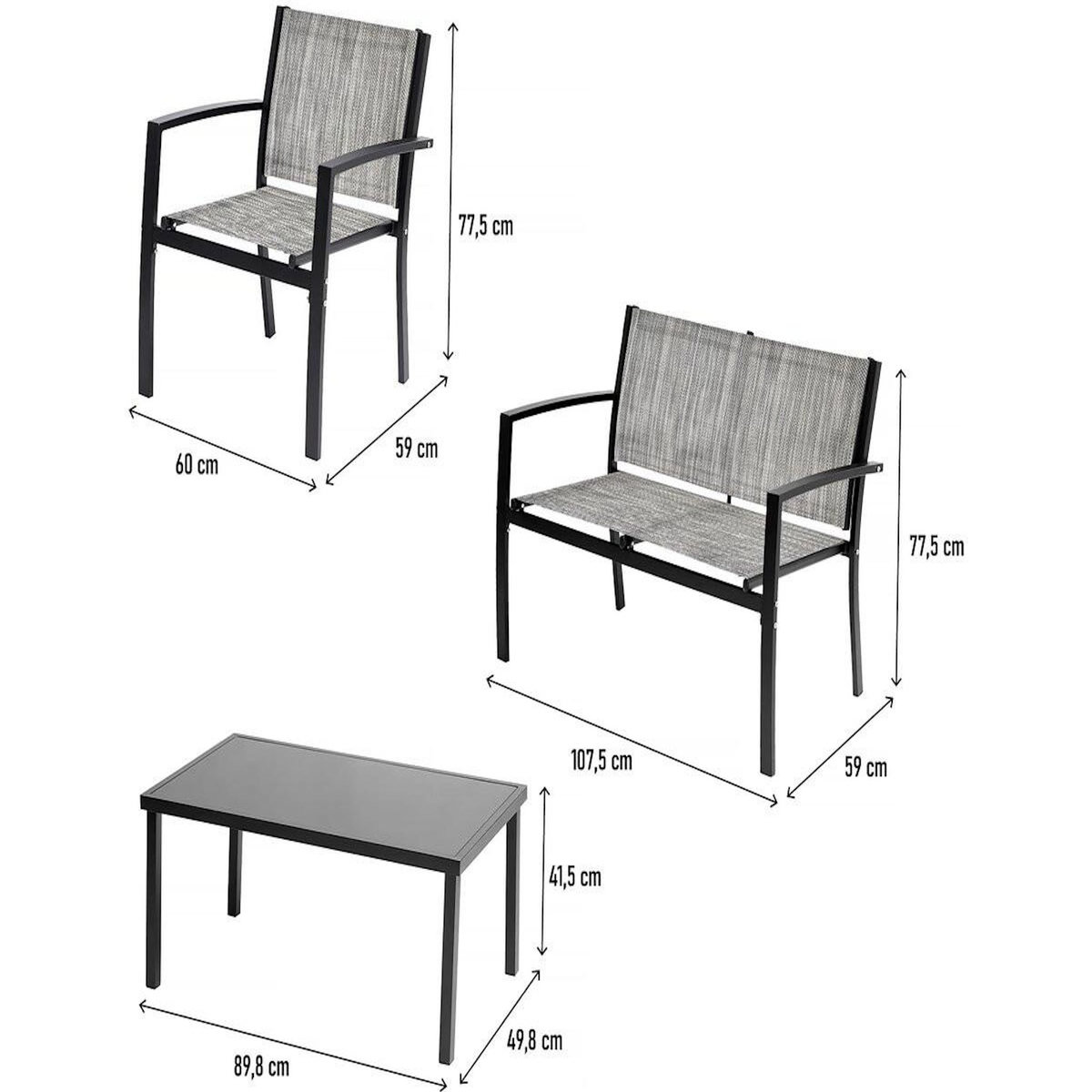 Habitat et Jardin Salon de jardin bas  Lino  - 4 places  - Gris