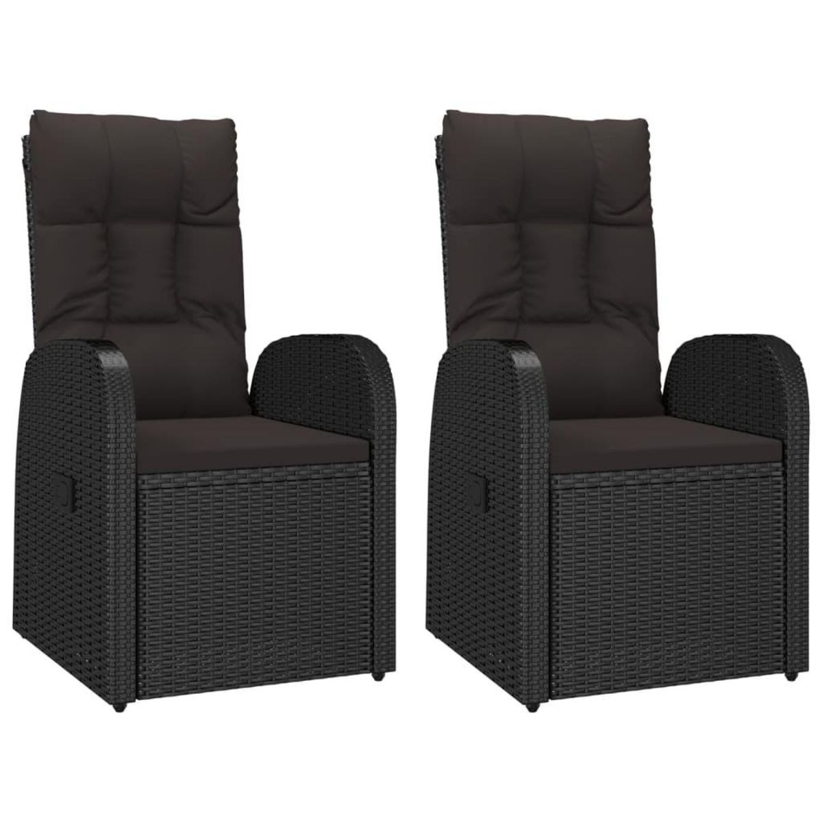 VIDAXL Chaise inclinable de jardin 2pc et coussins Resine tressee Noir
