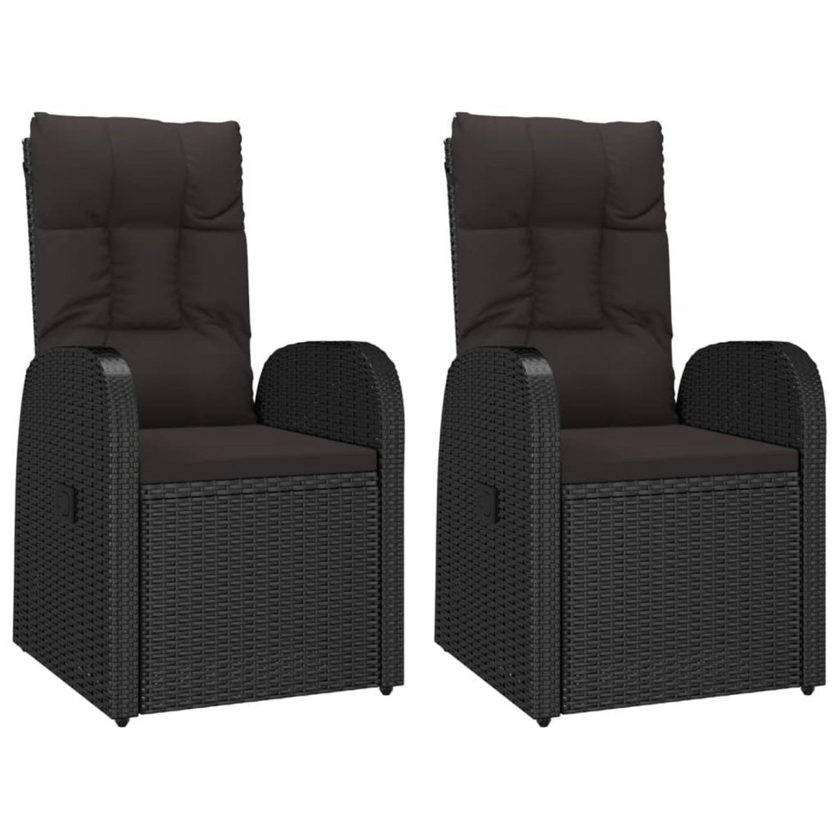 VIDAXL Chaise inclinable de jardin 2pc et coussins Resine tressee Noir