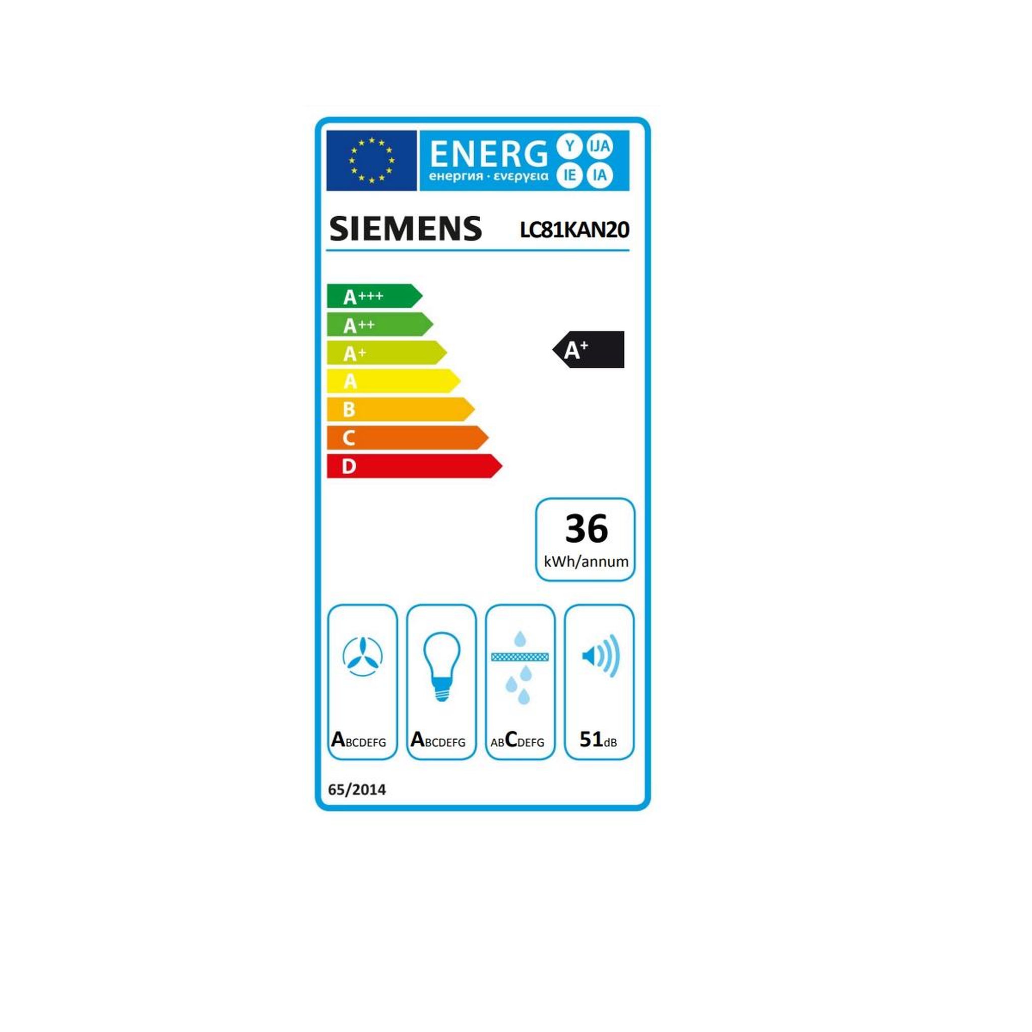 Voir la diapositive 2 : Siemens Hotte décorative inclinée 80cm 51db 432m3/h blanc - lc81kan20