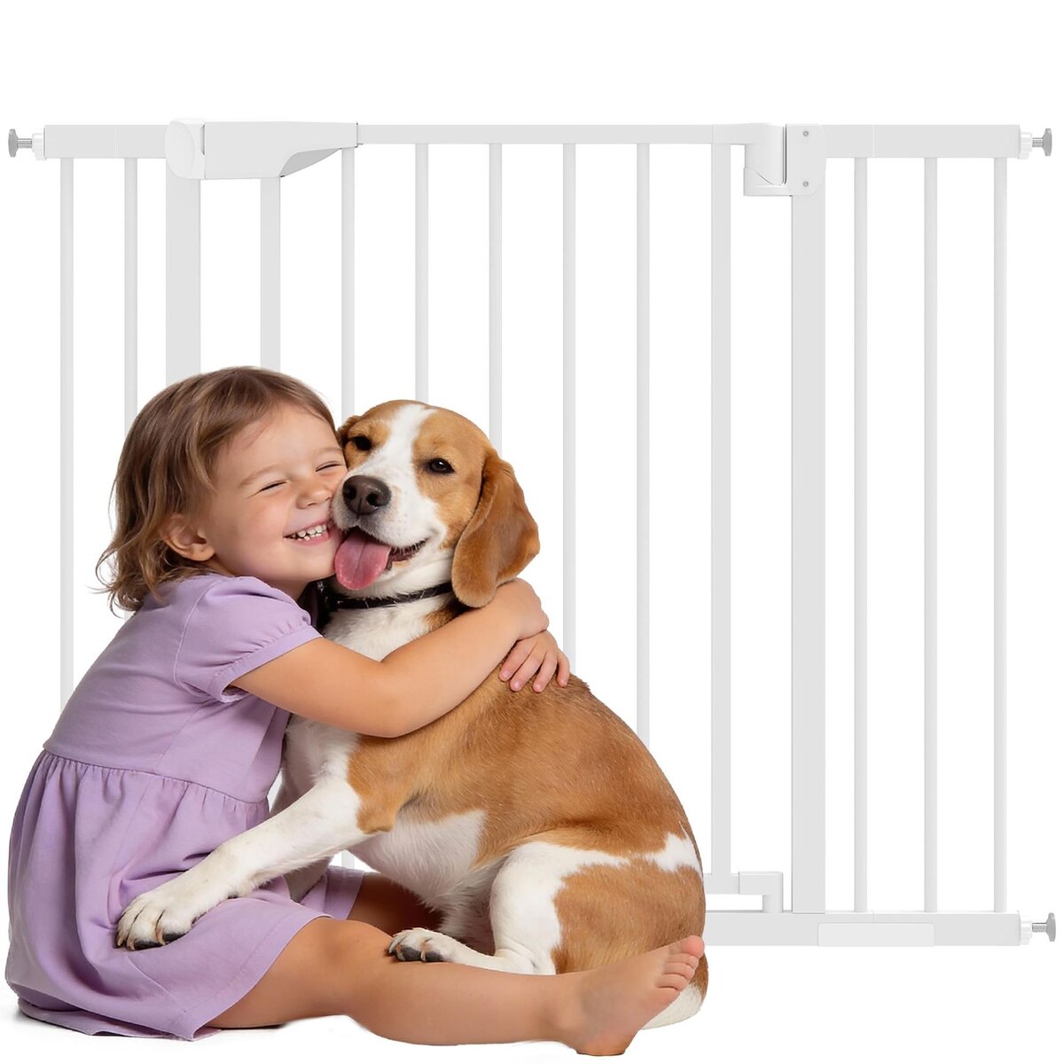 PAWHUT Barrière de sécurité chien largeur réglable 76-103 cm acier blanc