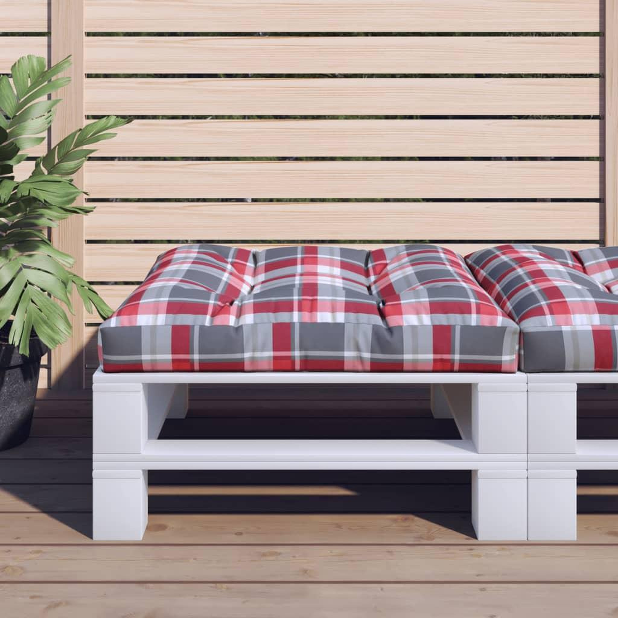 VIDAXL Coussin de palette motif a carreaux rouge 80x80x12 cm tissu