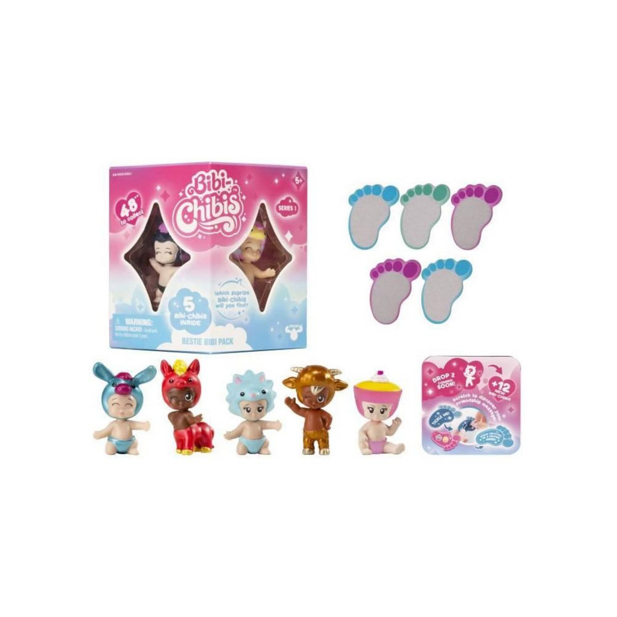 BANDAI Mini-figurines bébé a collectionner - BANDAI - BIBI CHIBIS - Pack de 5 - Modele Aléatoire - 5 Figurines Chibi Dont 3 Mysteres
