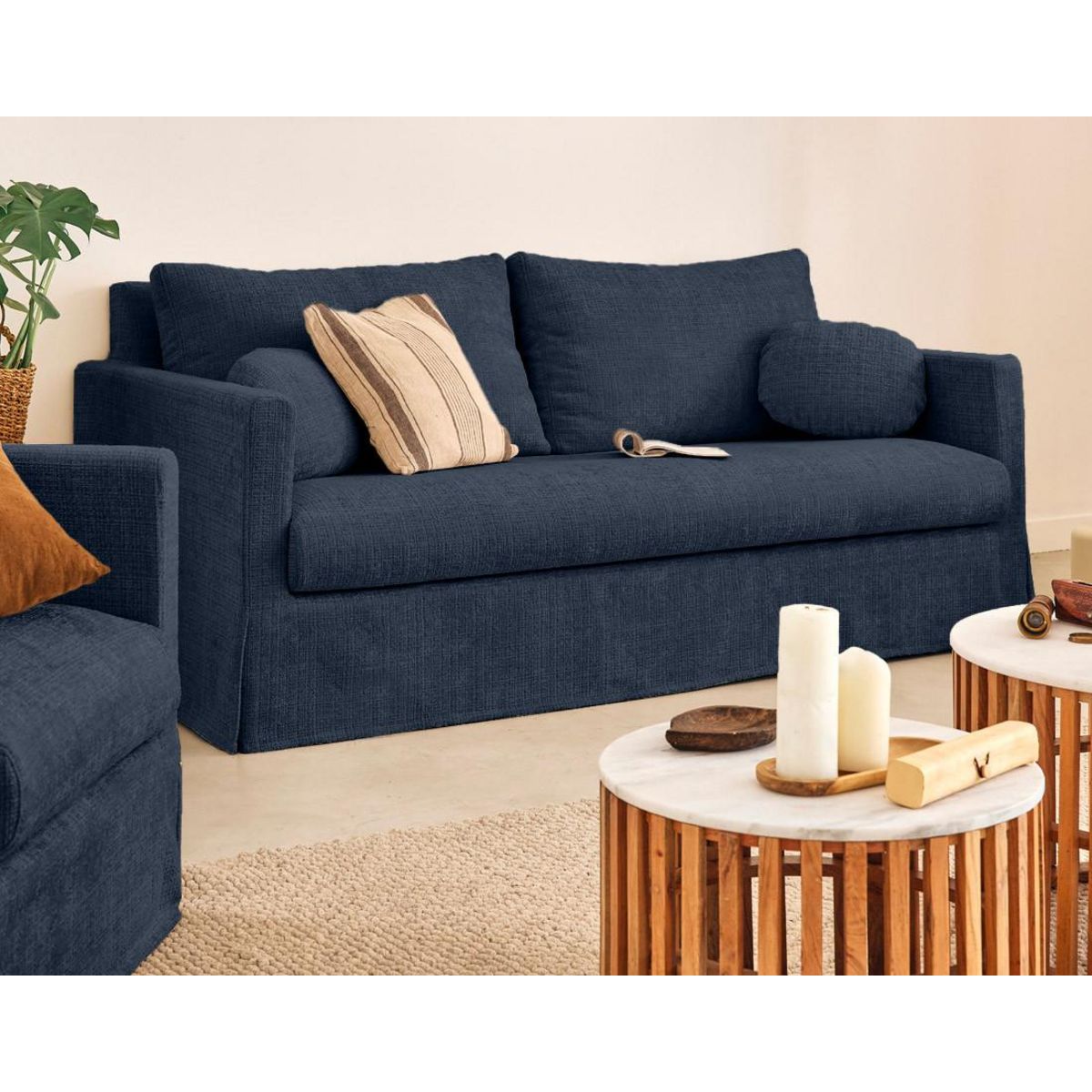 LISA DESIGN Serena - canapé droit déhoussable 3 places en velours texturé